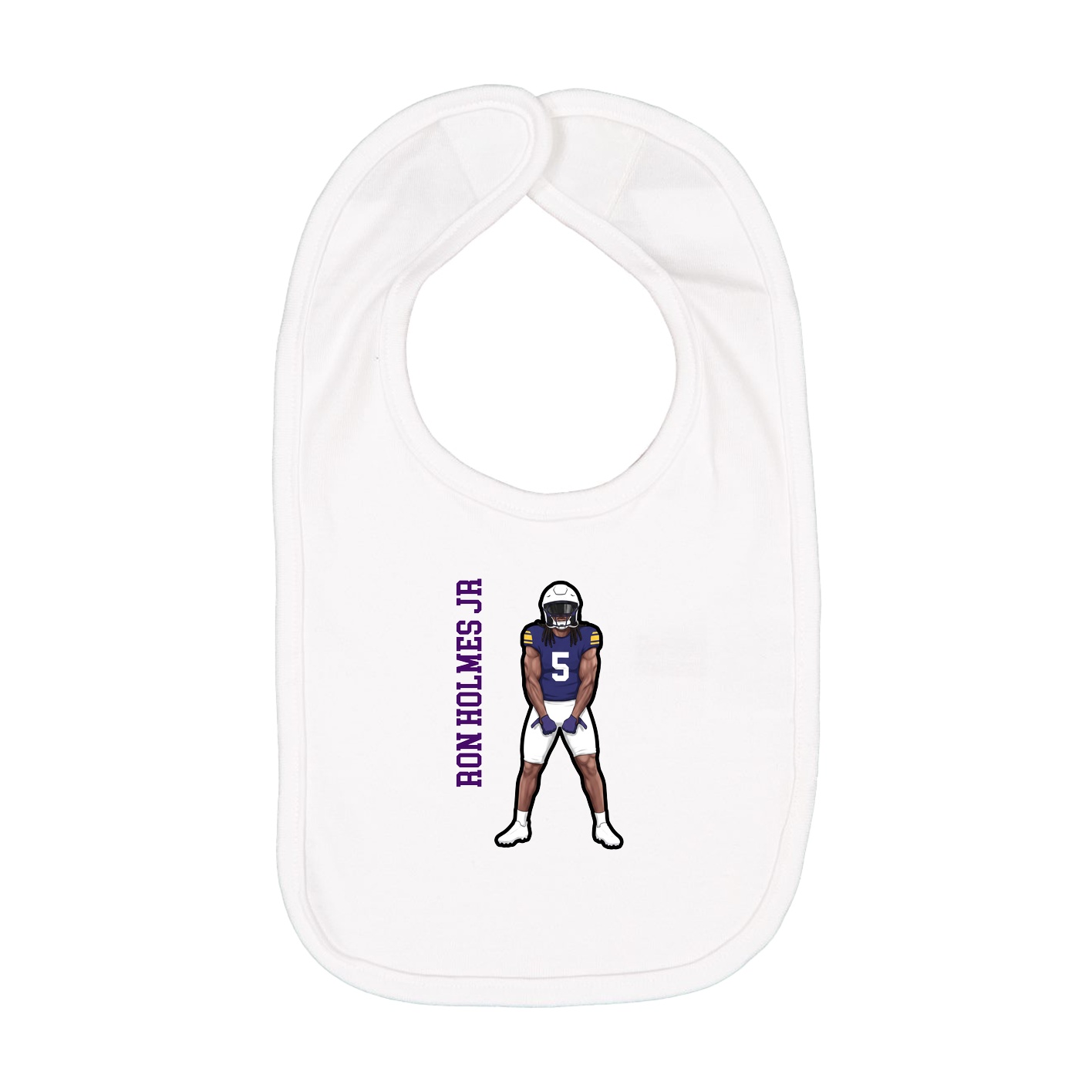 Infant Bib — Name Vertical in White