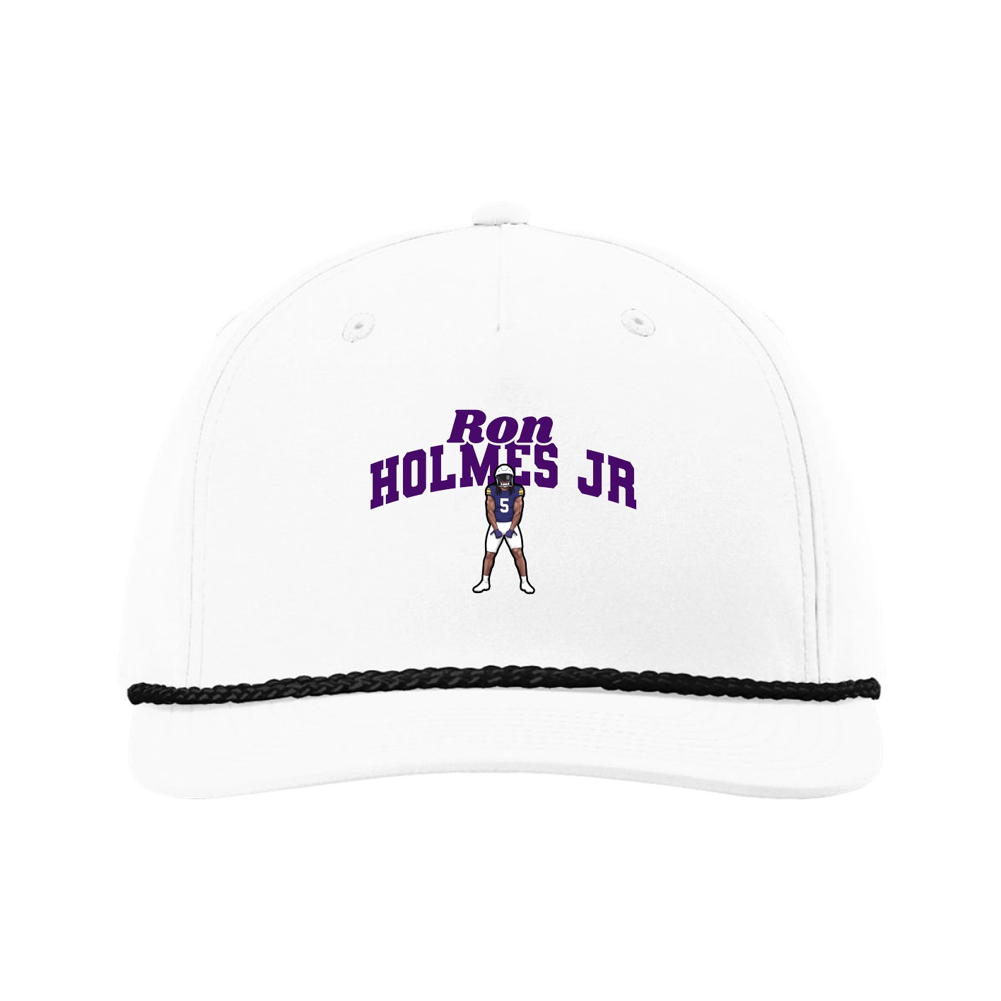 Five-Panel Classic Rope Cap — Signature Arch in White
