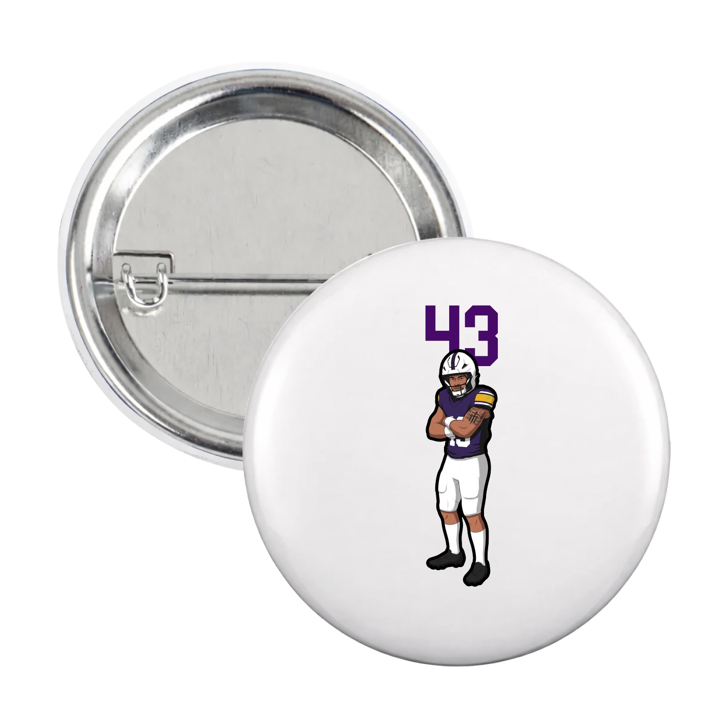Game Day Button — Number Top in White