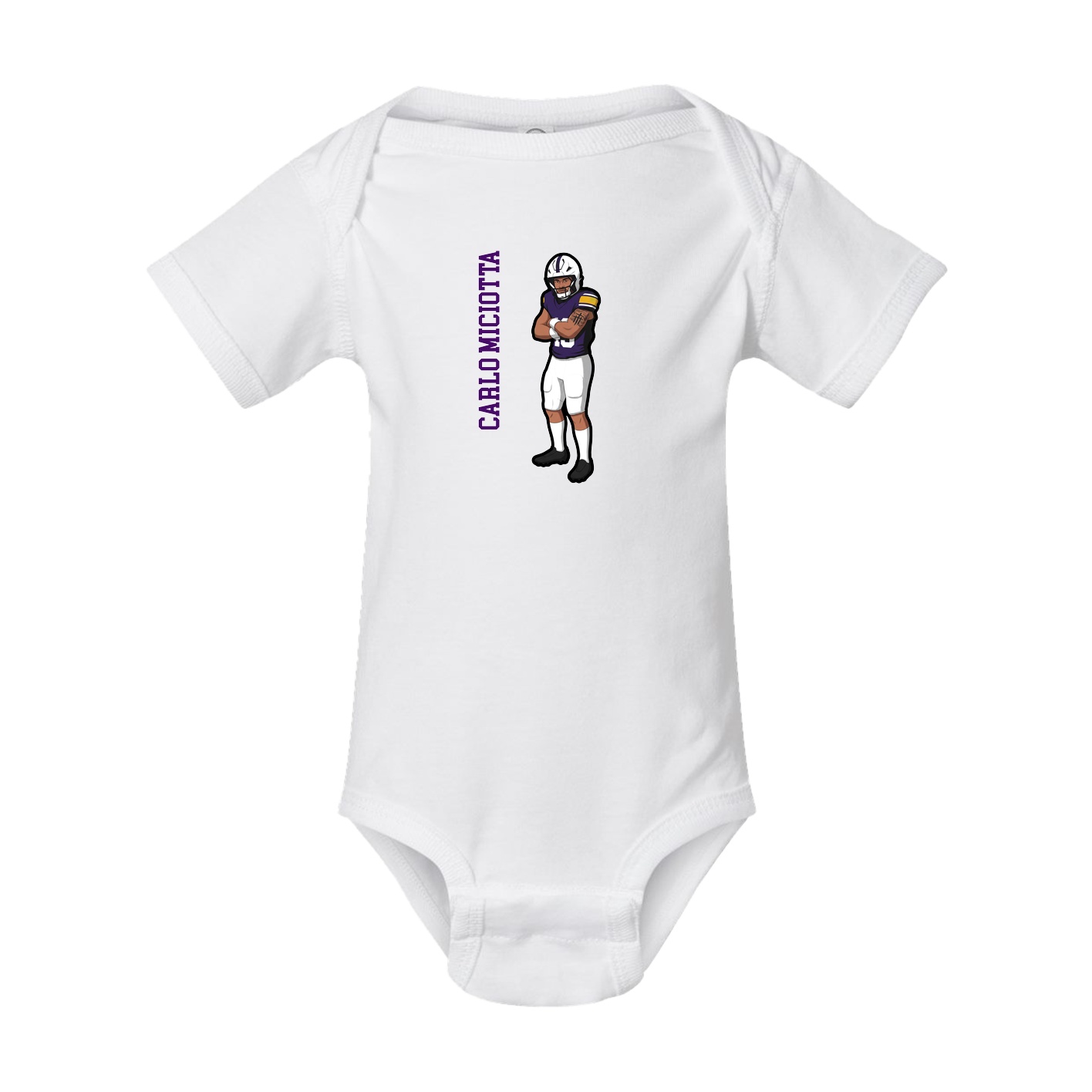 Baby Onesie — Name Vertical in White
