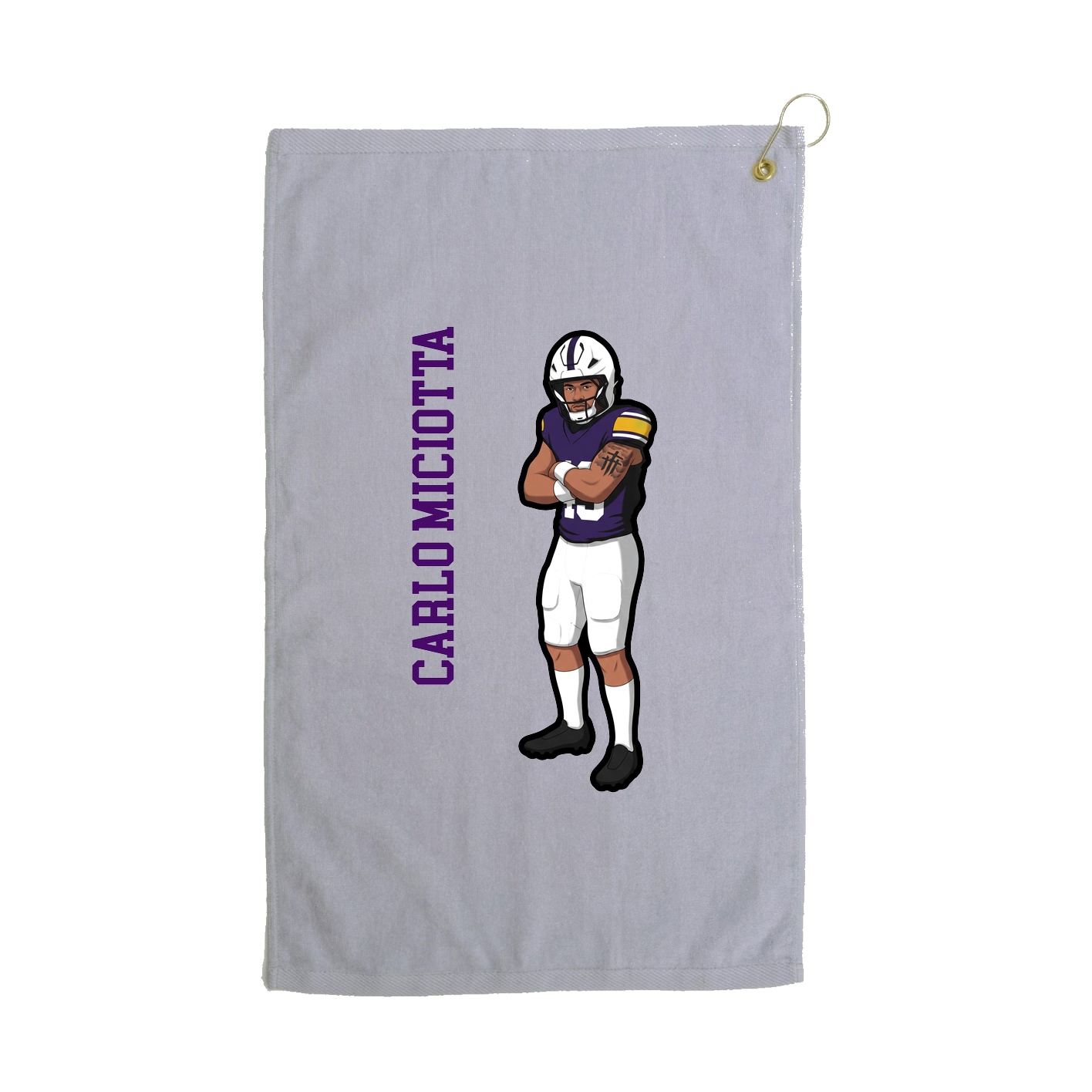 Golf Towel — Name Vertical in Grey