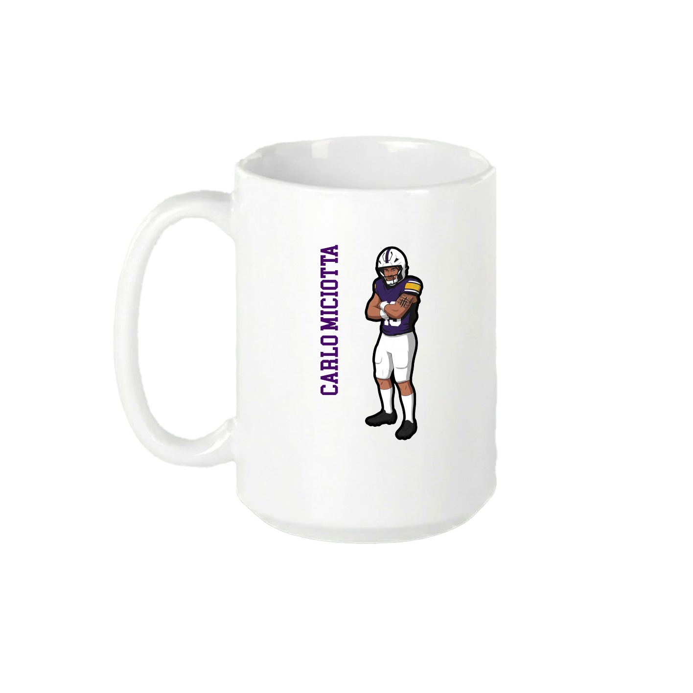15oz Coffee Mug — Name Vertical in White