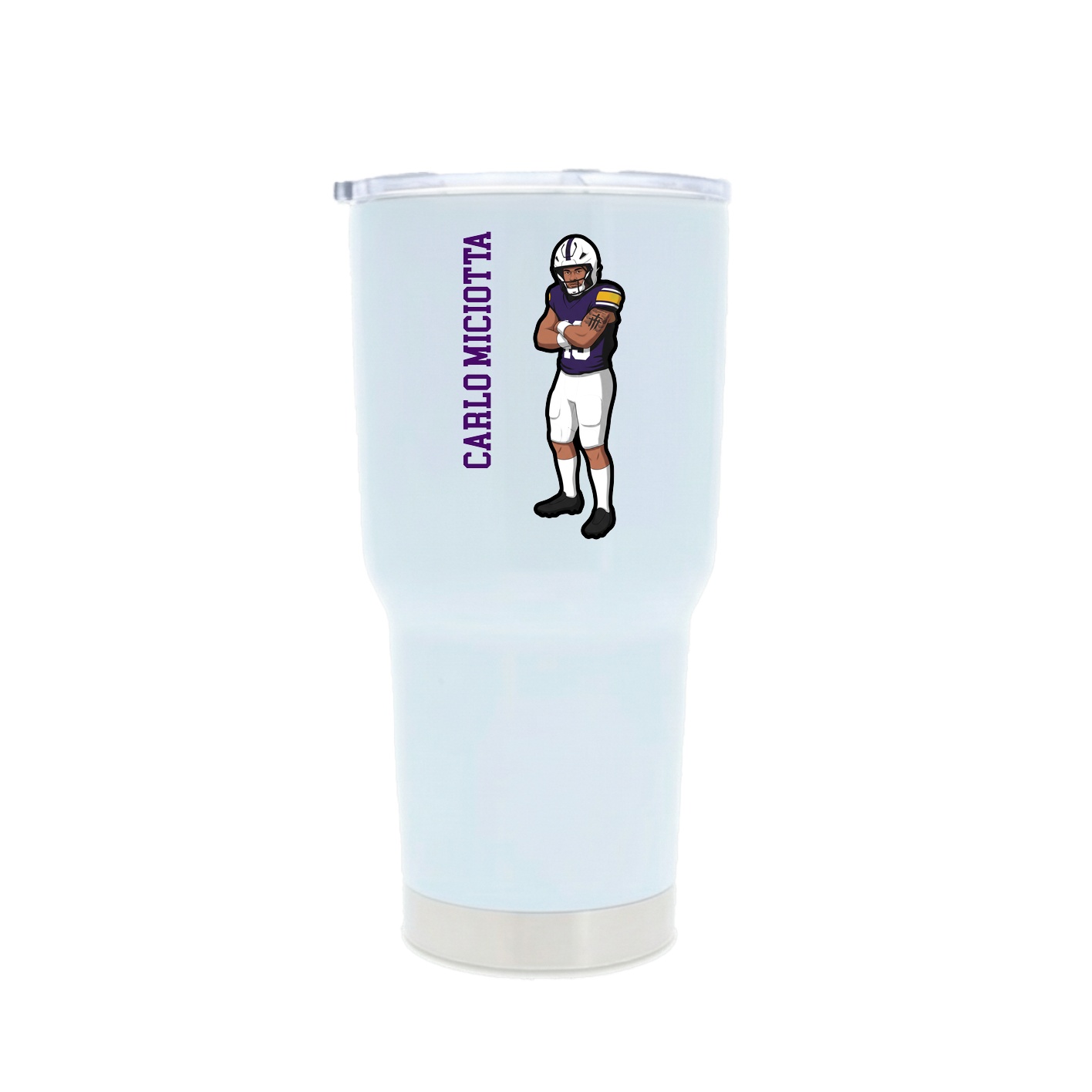 30oz Stainless Steel Tumbler — Name Vertical in White