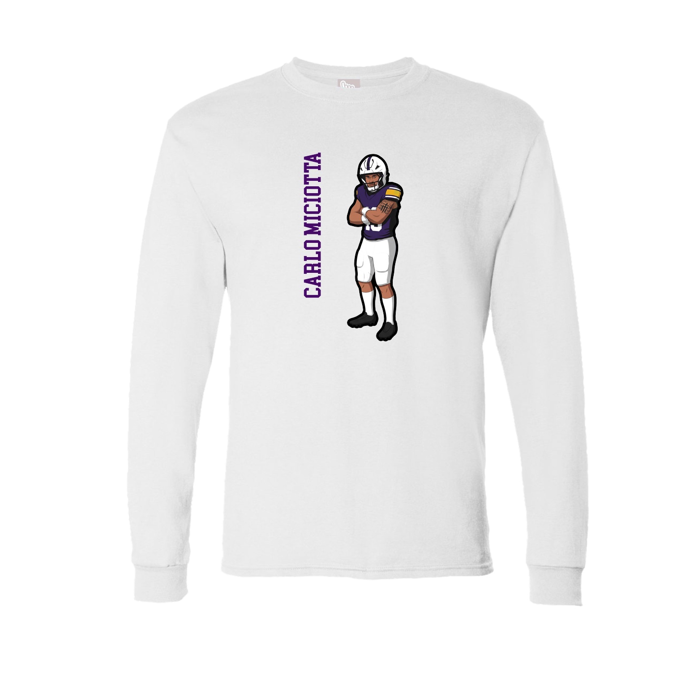 Long Sleeve Tee — Name Vertical in White