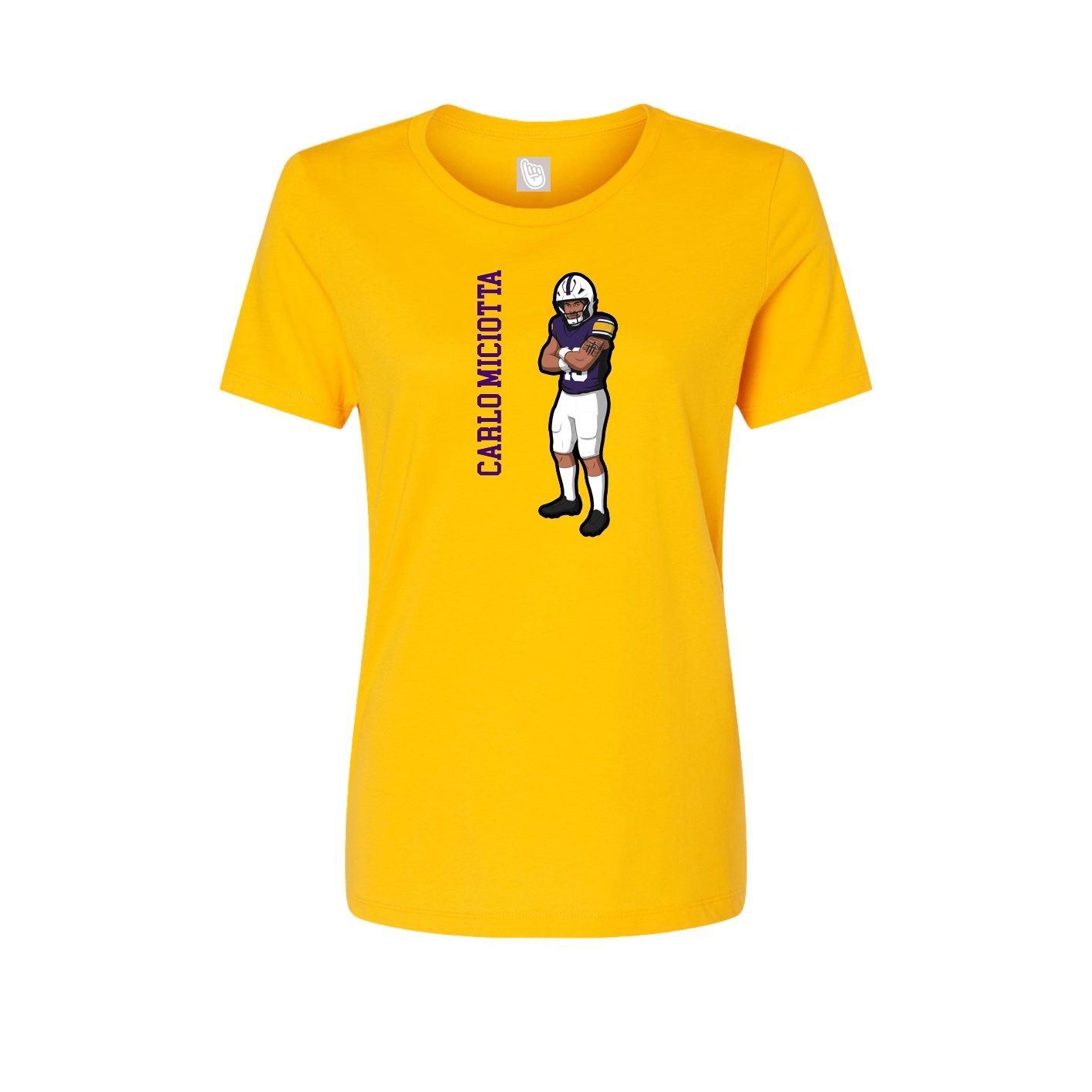 Fitted Women's Tee — Name Vertical in Gold