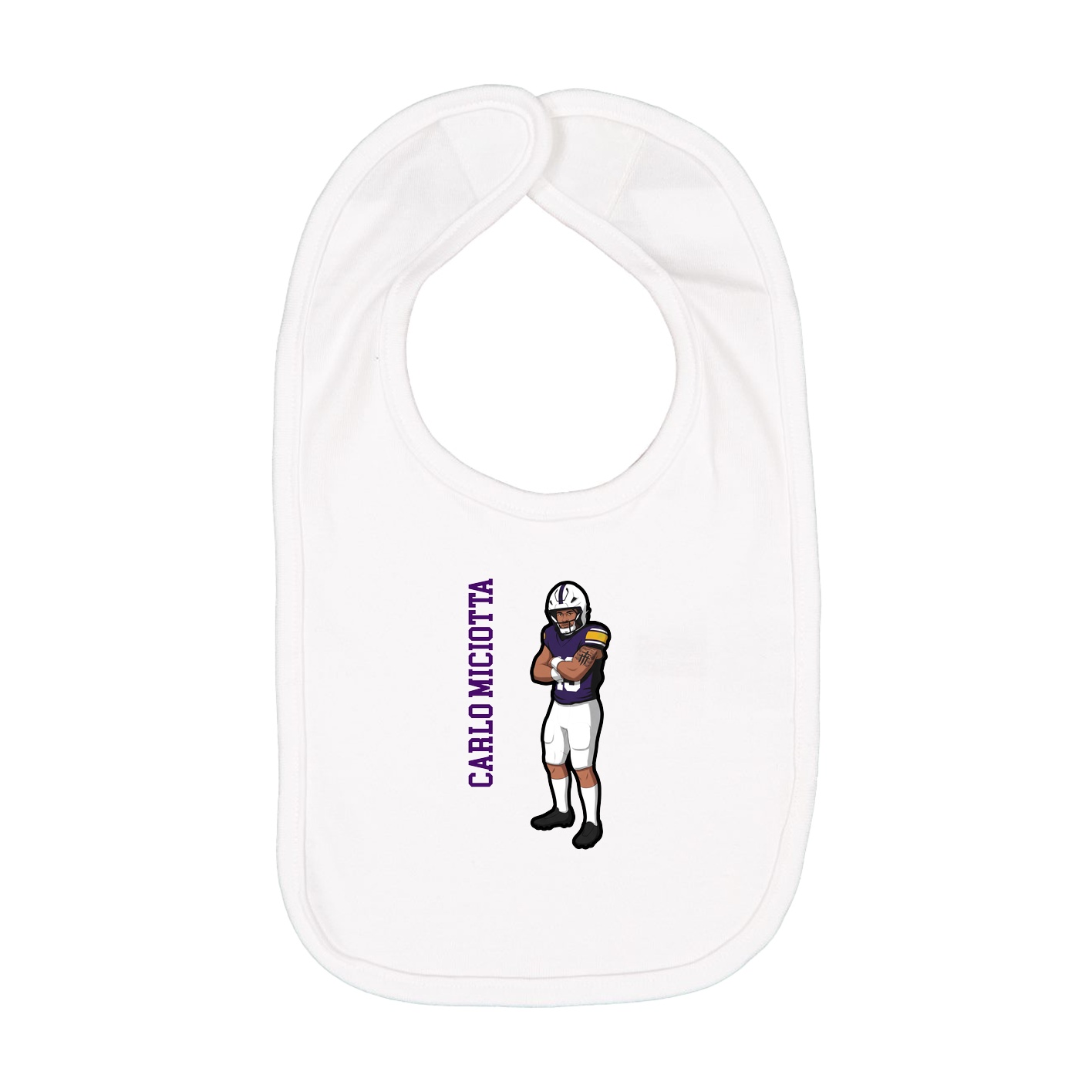 Infant Bib — Name Vertical in White