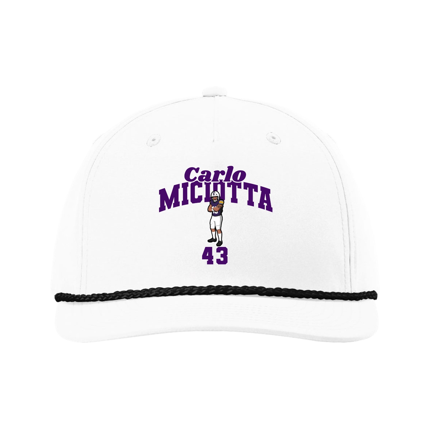 Five-Panel Classic Rope Cap — Signature Arch in White