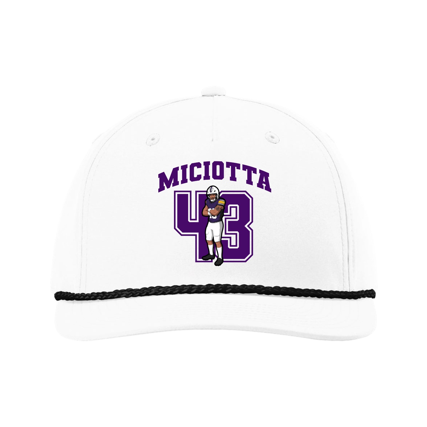 Five-Panel Classic Rope Cap — Number in White