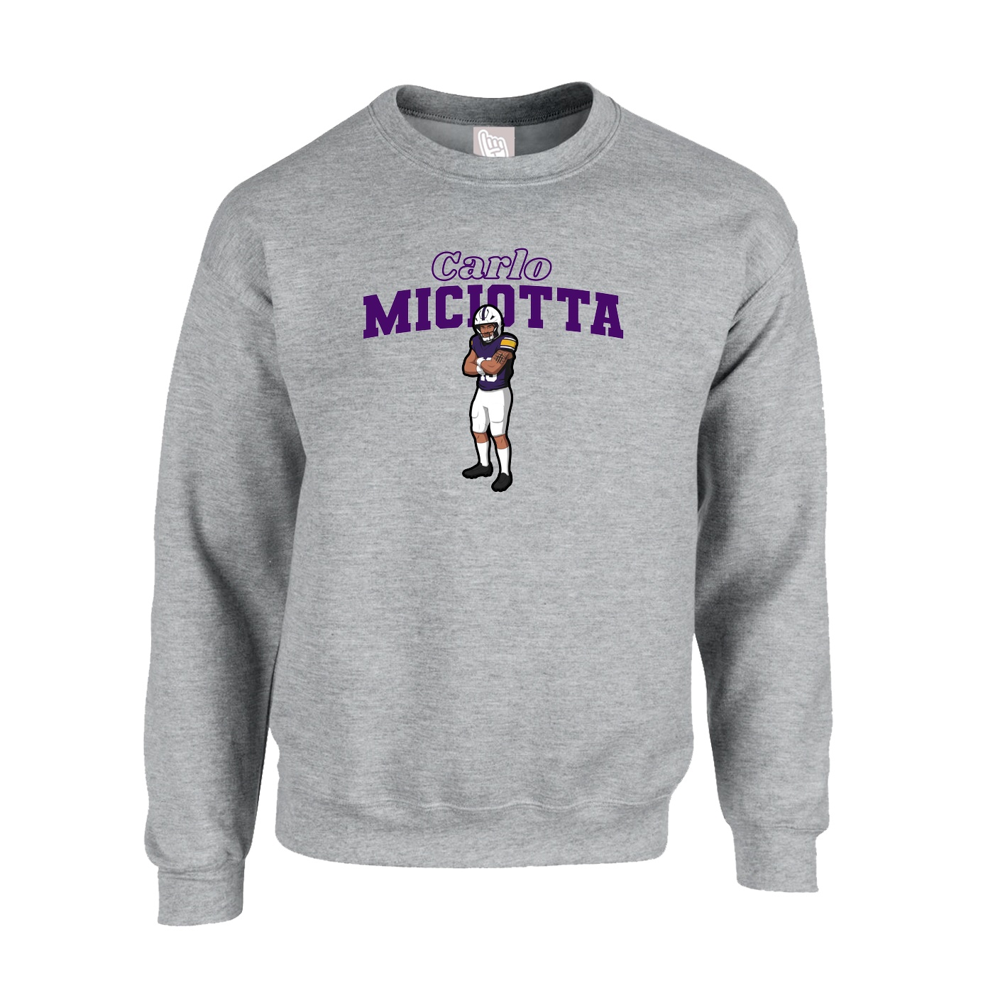 Fleece Crew — Name Arch in Grey