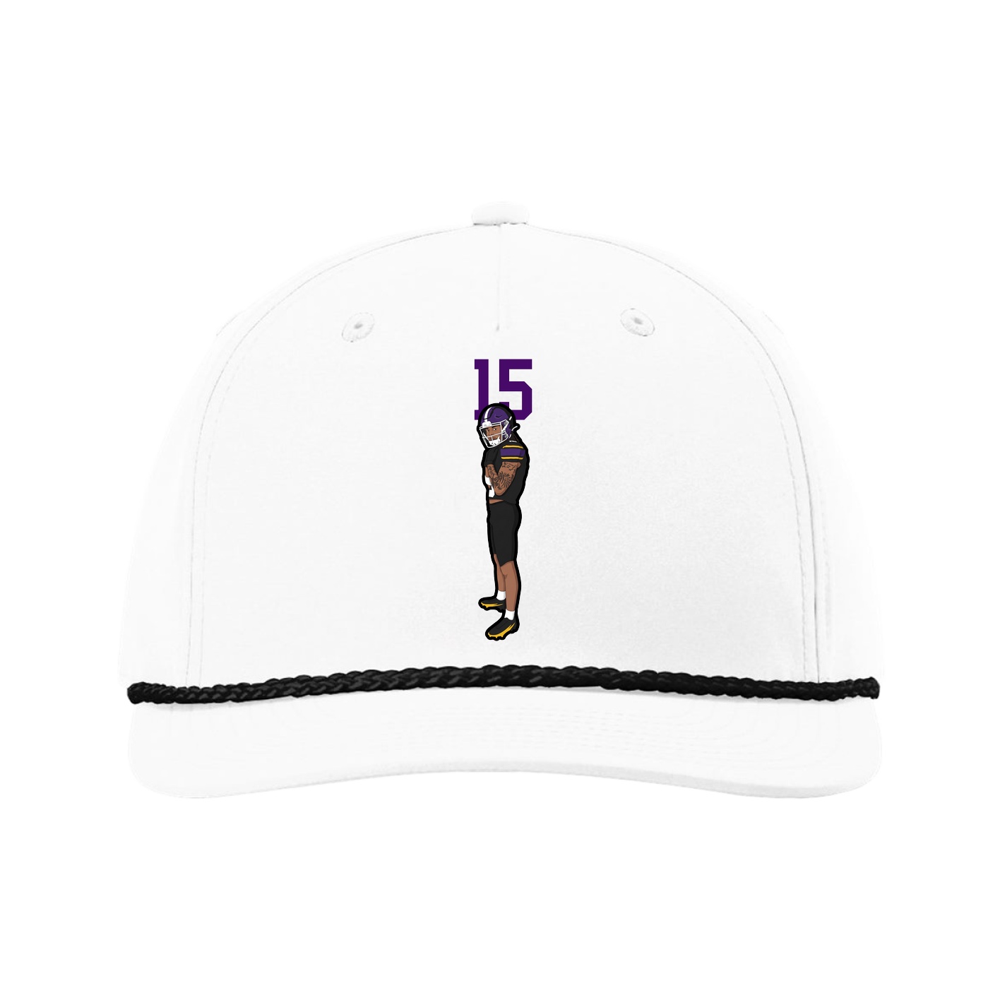 Five-Panel Classic Rope Cap — Number Top in White