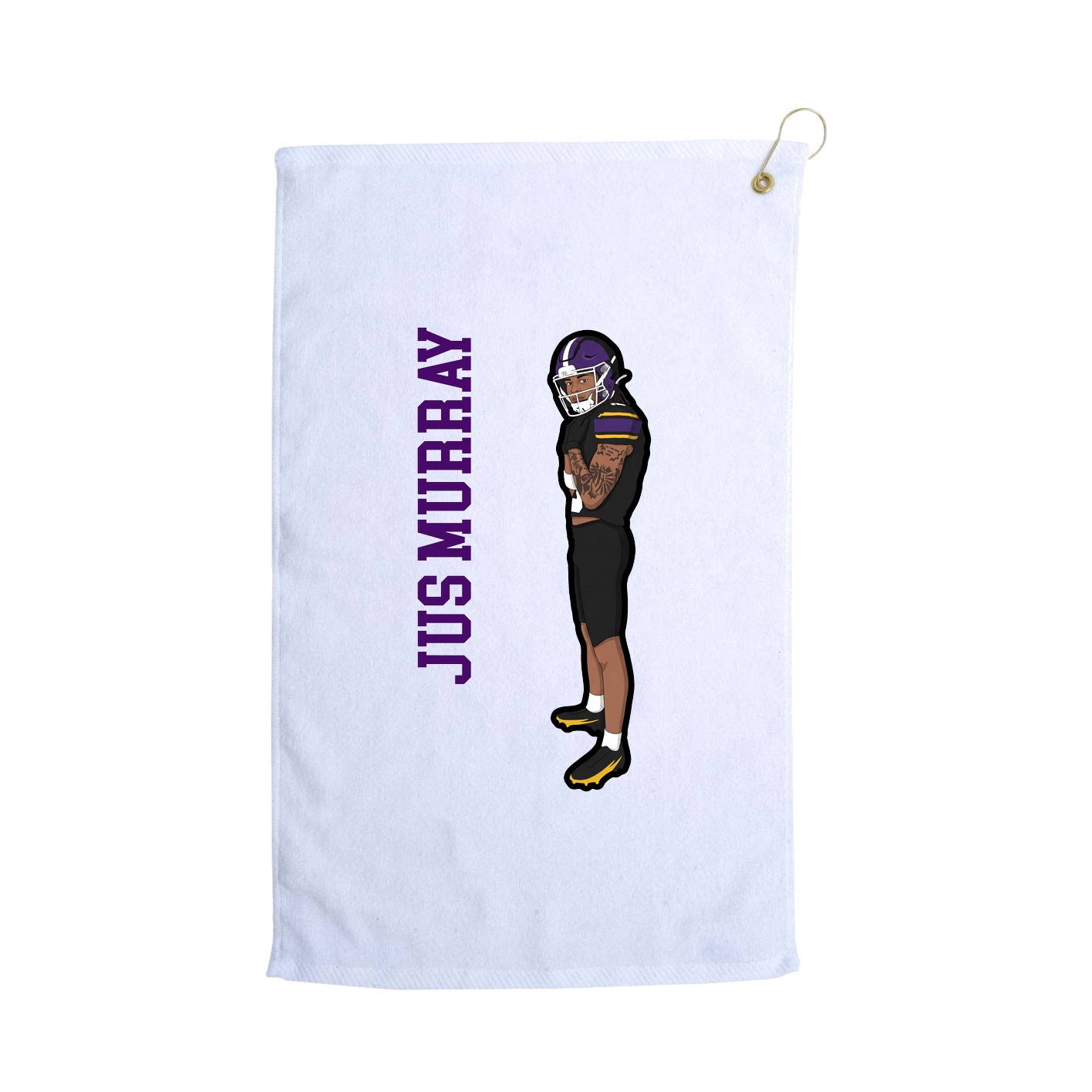Golf Towel — Name Vertical in White