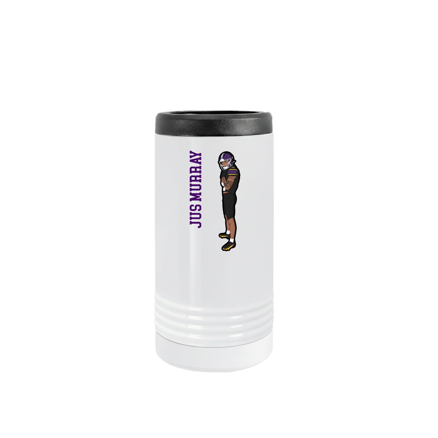 Slim Beverage Holder — Name Vertical in White