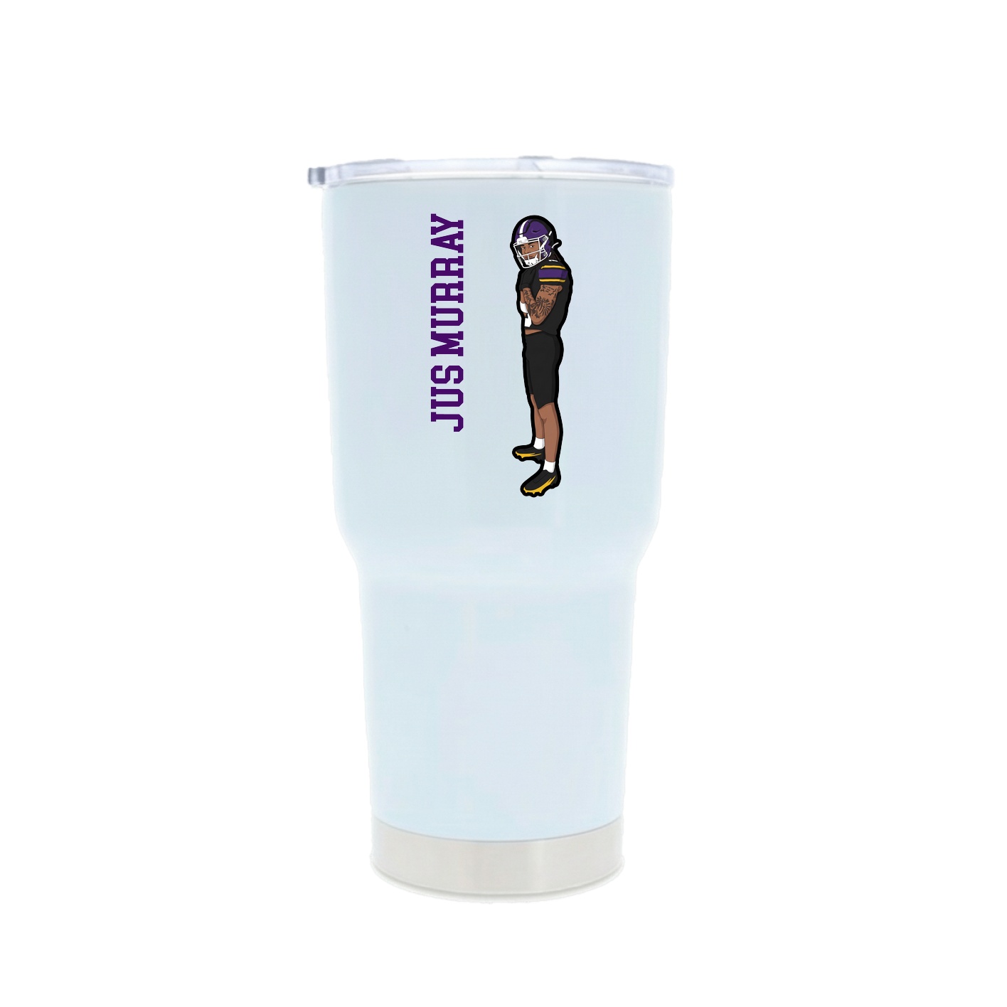 30oz Stainless Steel Tumbler — Name Vertical in White