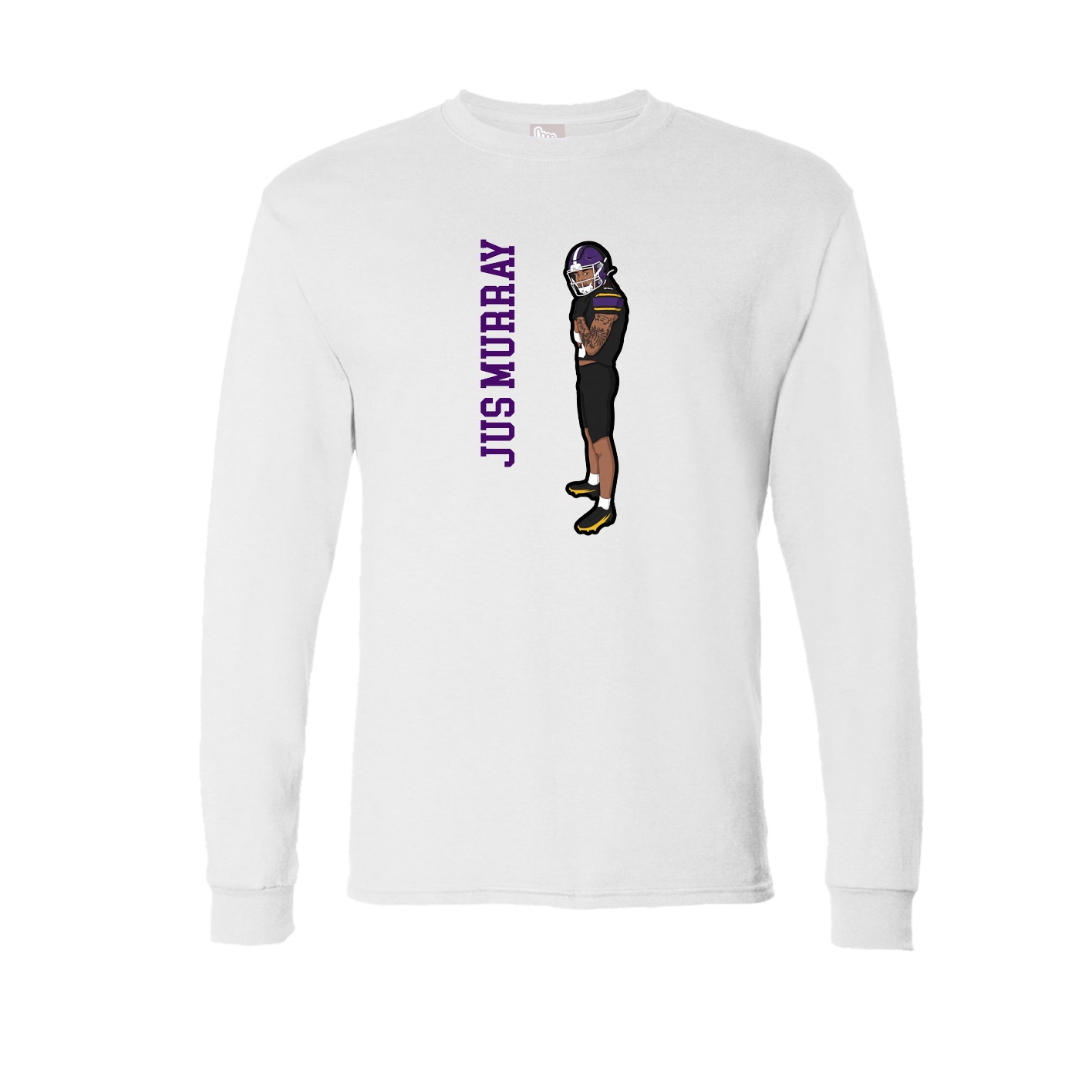 Long Sleeve Tee — Name Vertical in White