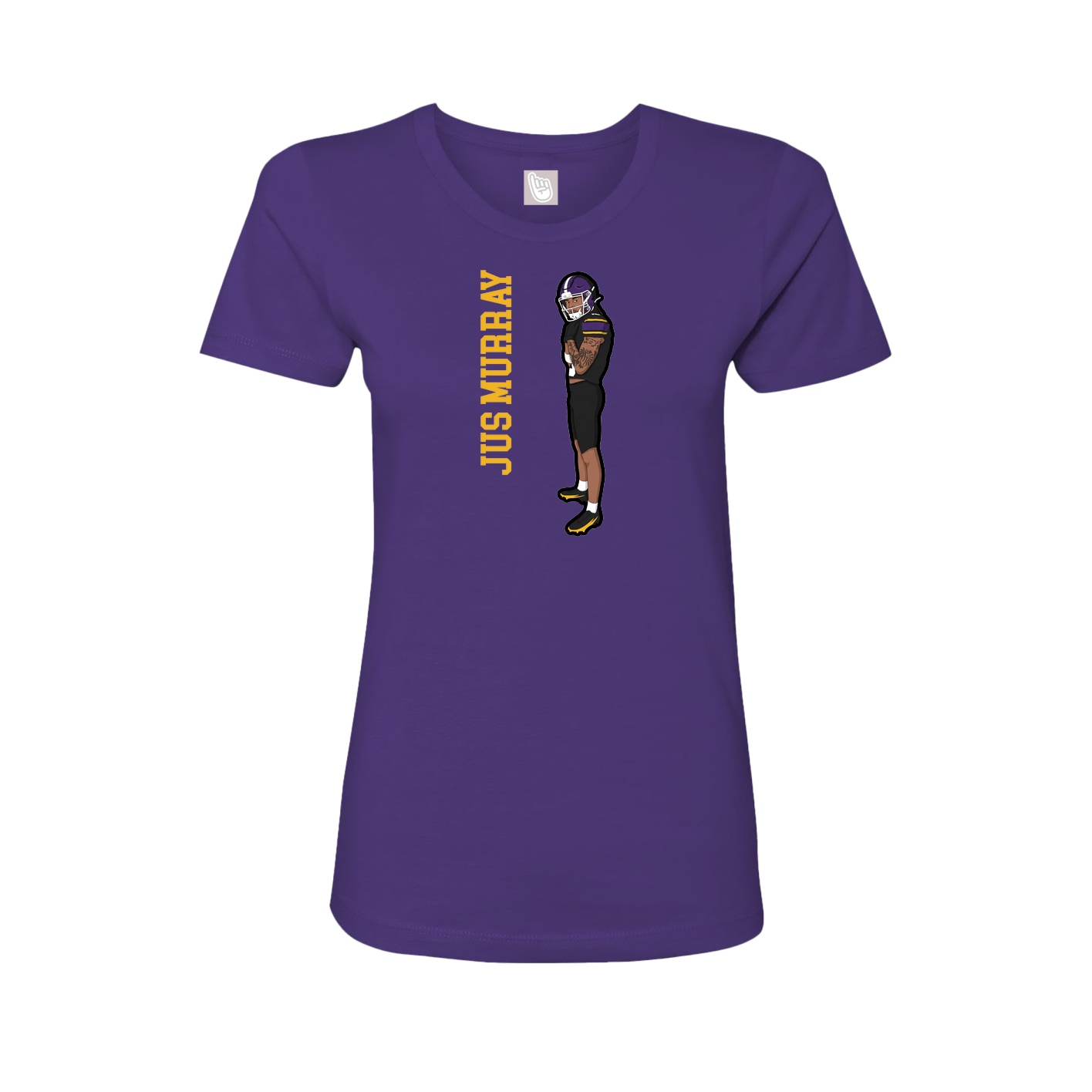 Fitted Women's Tee — Name Vertical in Purple