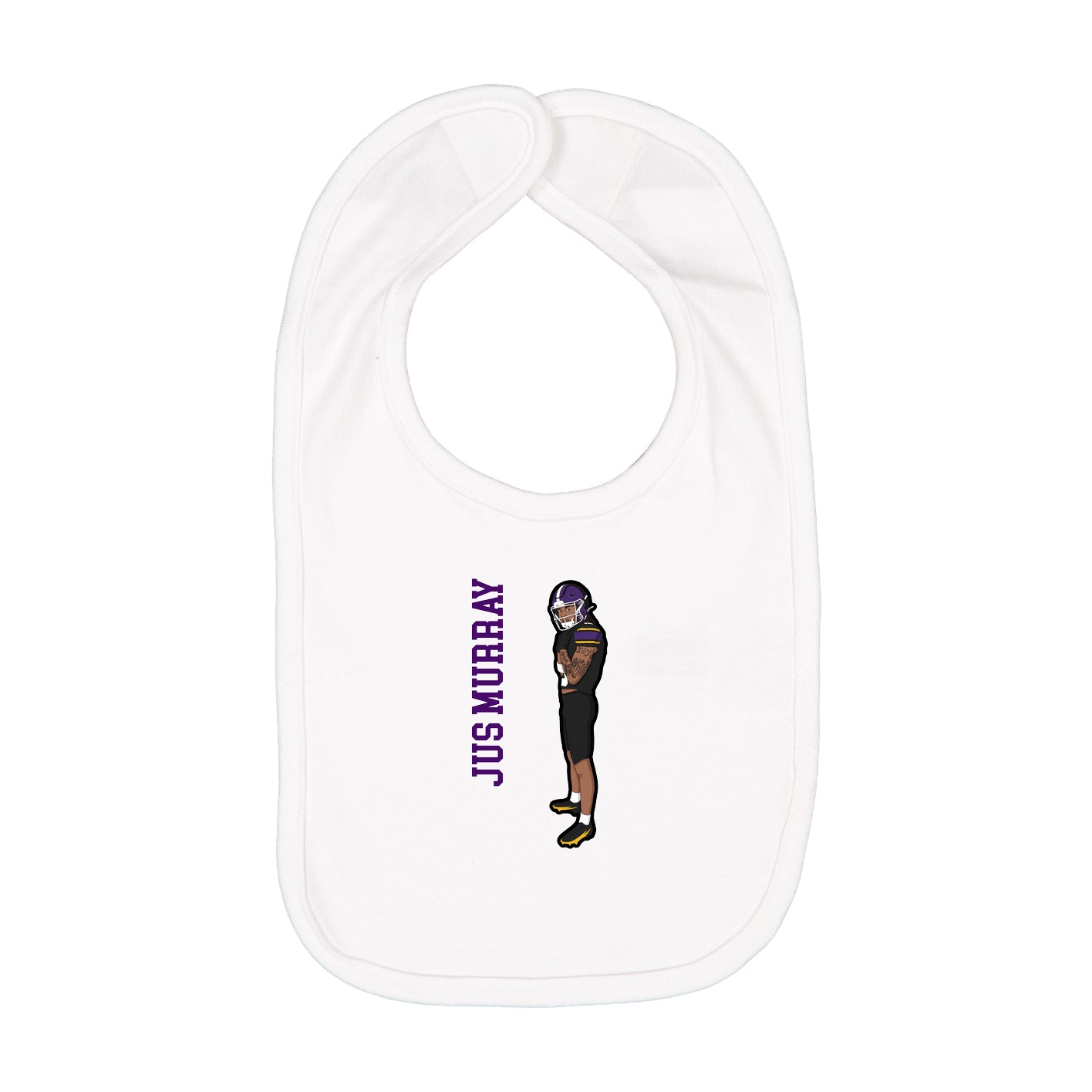 Infant Bib — Name Vertical in White