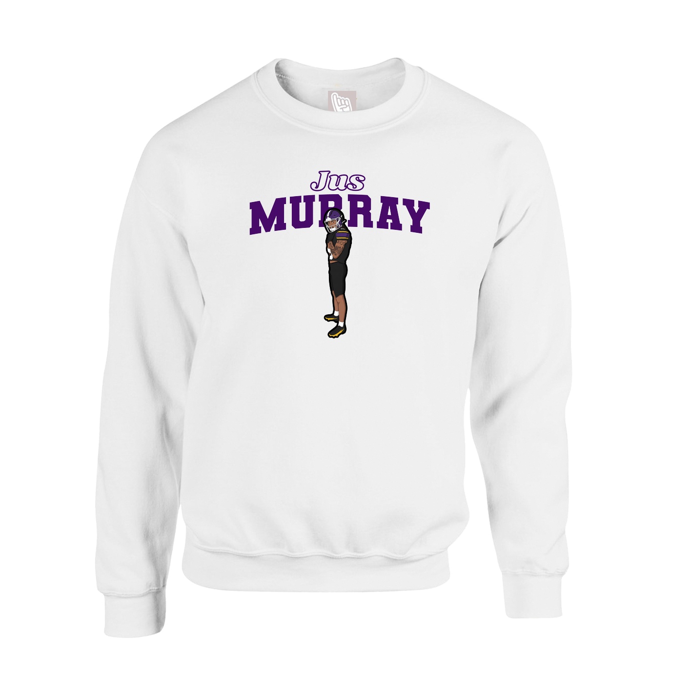 Fleece Crew — Name Arch in White