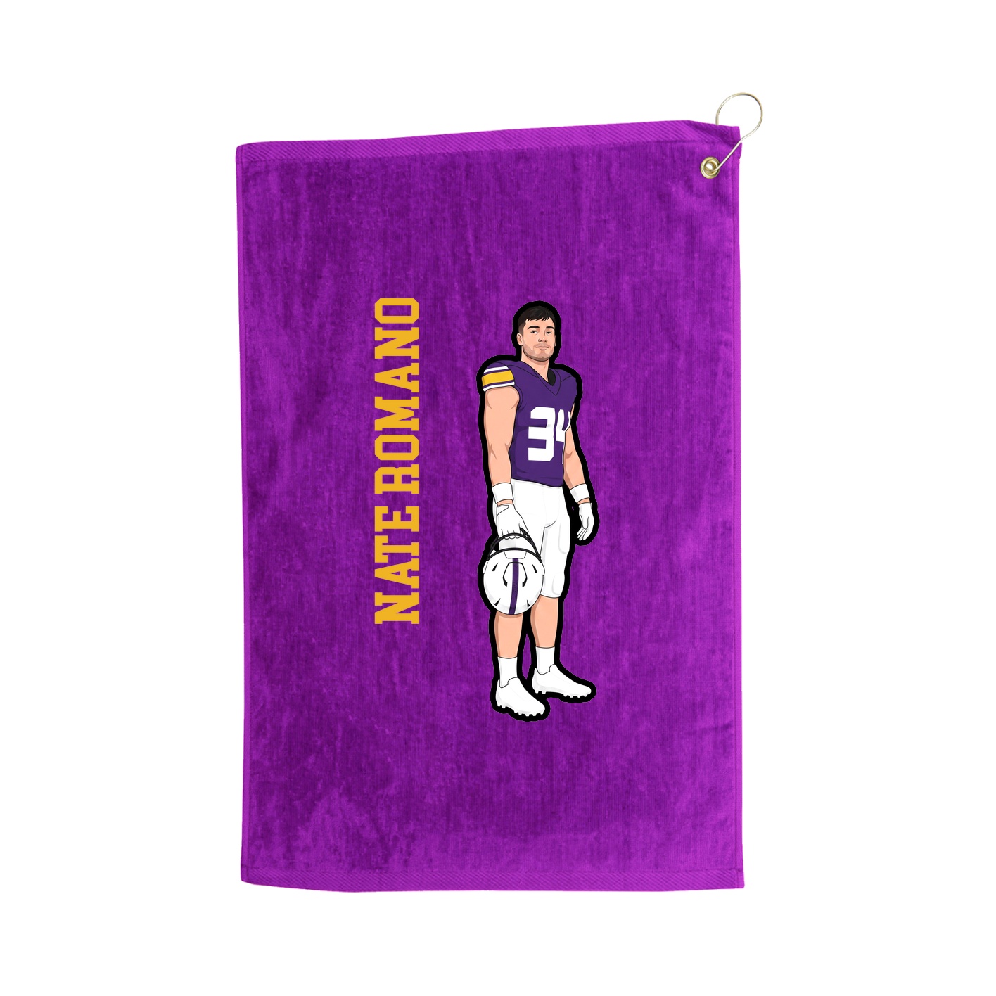 Golf Towel — Name Vertical in Purple