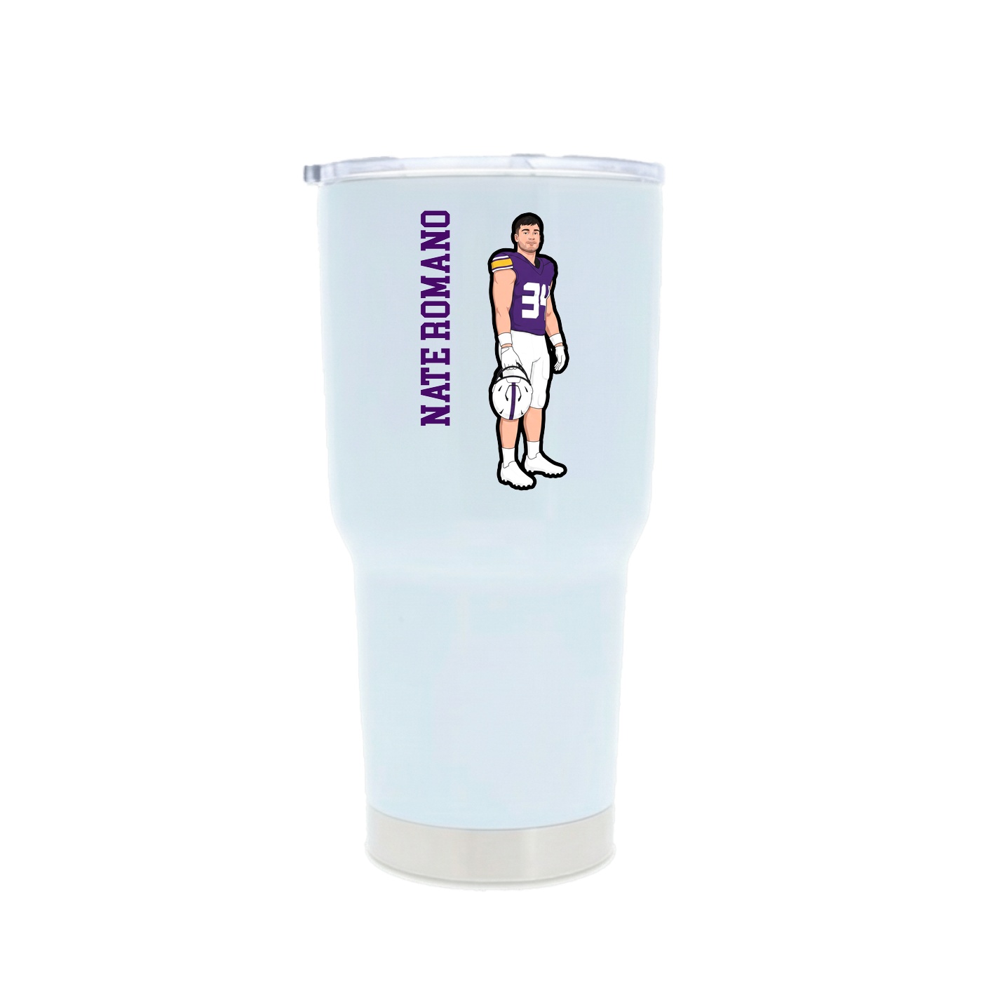 30oz Stainless Steel Tumbler — Name Vertical in White