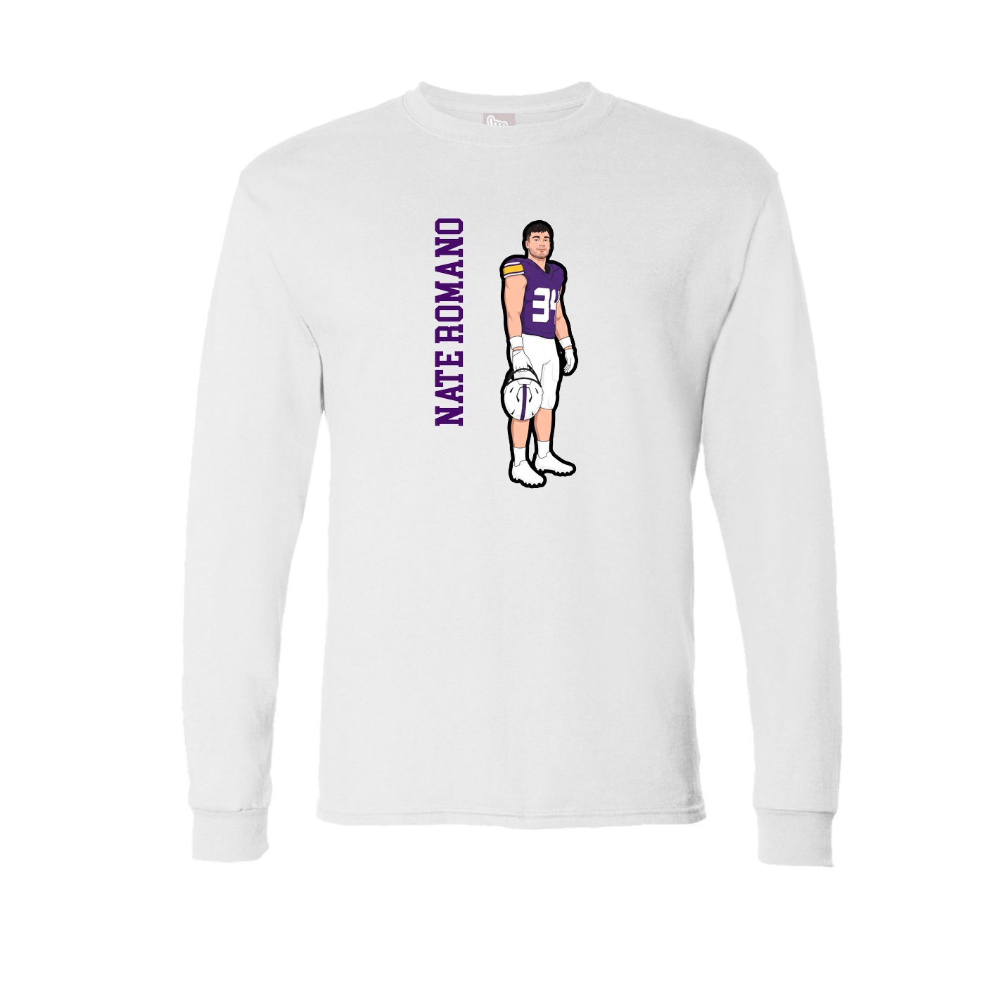 Long Sleeve Tee — Name Vertical in White