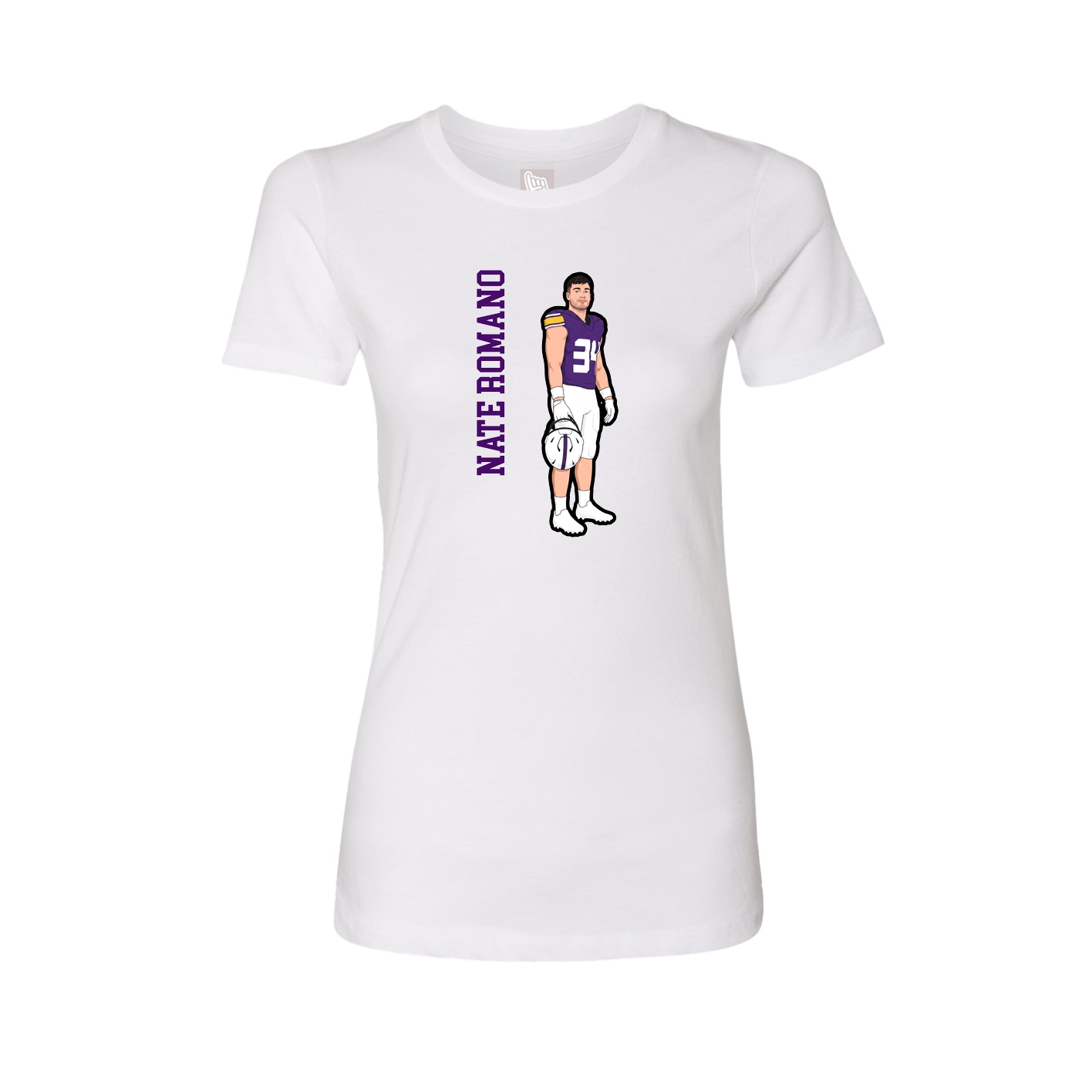 Fitted Women's Tee — Name Vertical in White