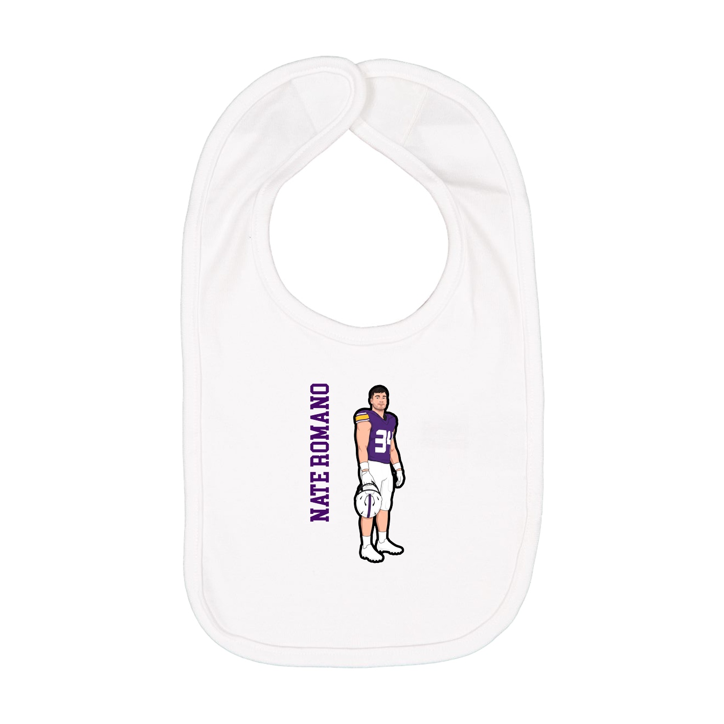 Infant Bib — Name Vertical in White