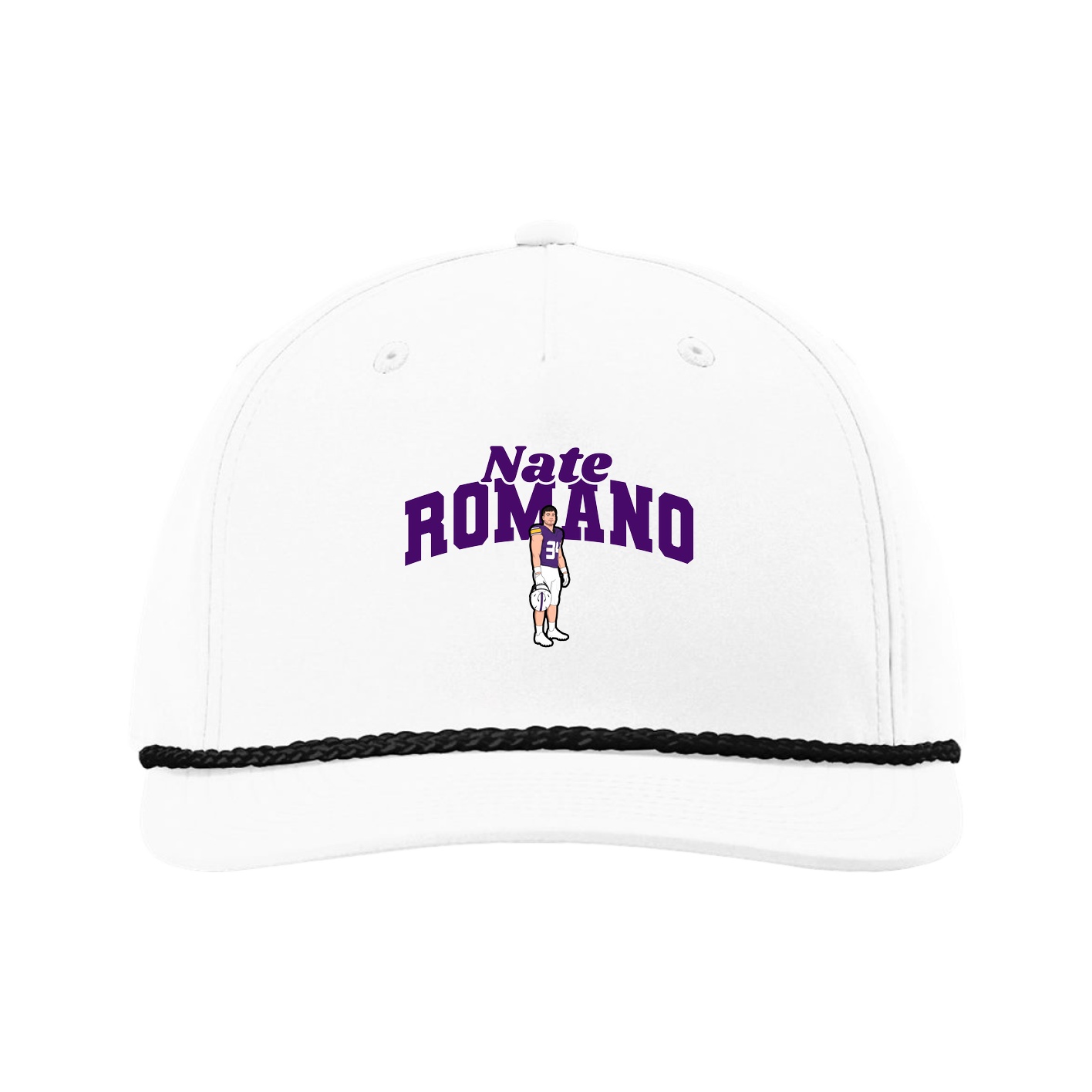 Five-Panel Classic Rope Cap — Signature Arch in White