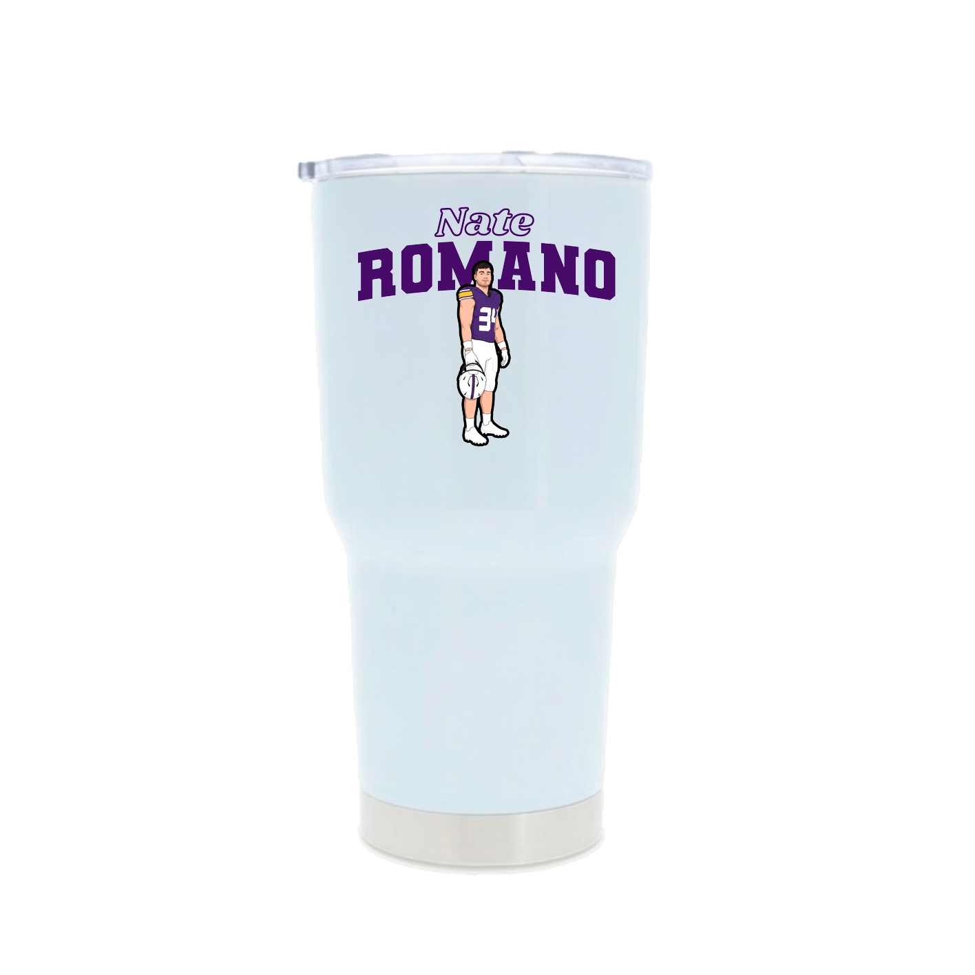 30oz Stainless Steel Tumbler — Name Arch in White
