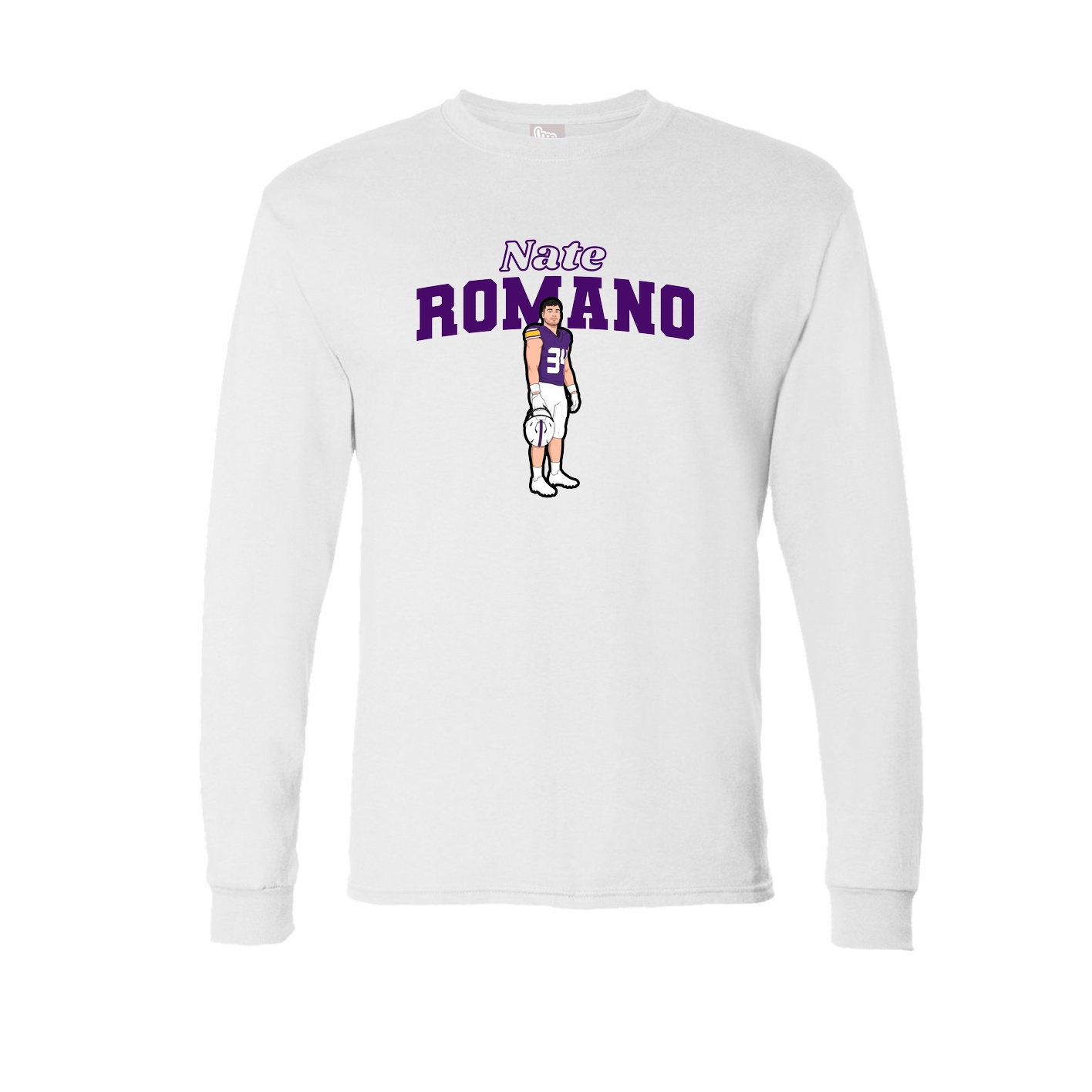 Long Sleeve Tee — Name Arch in White