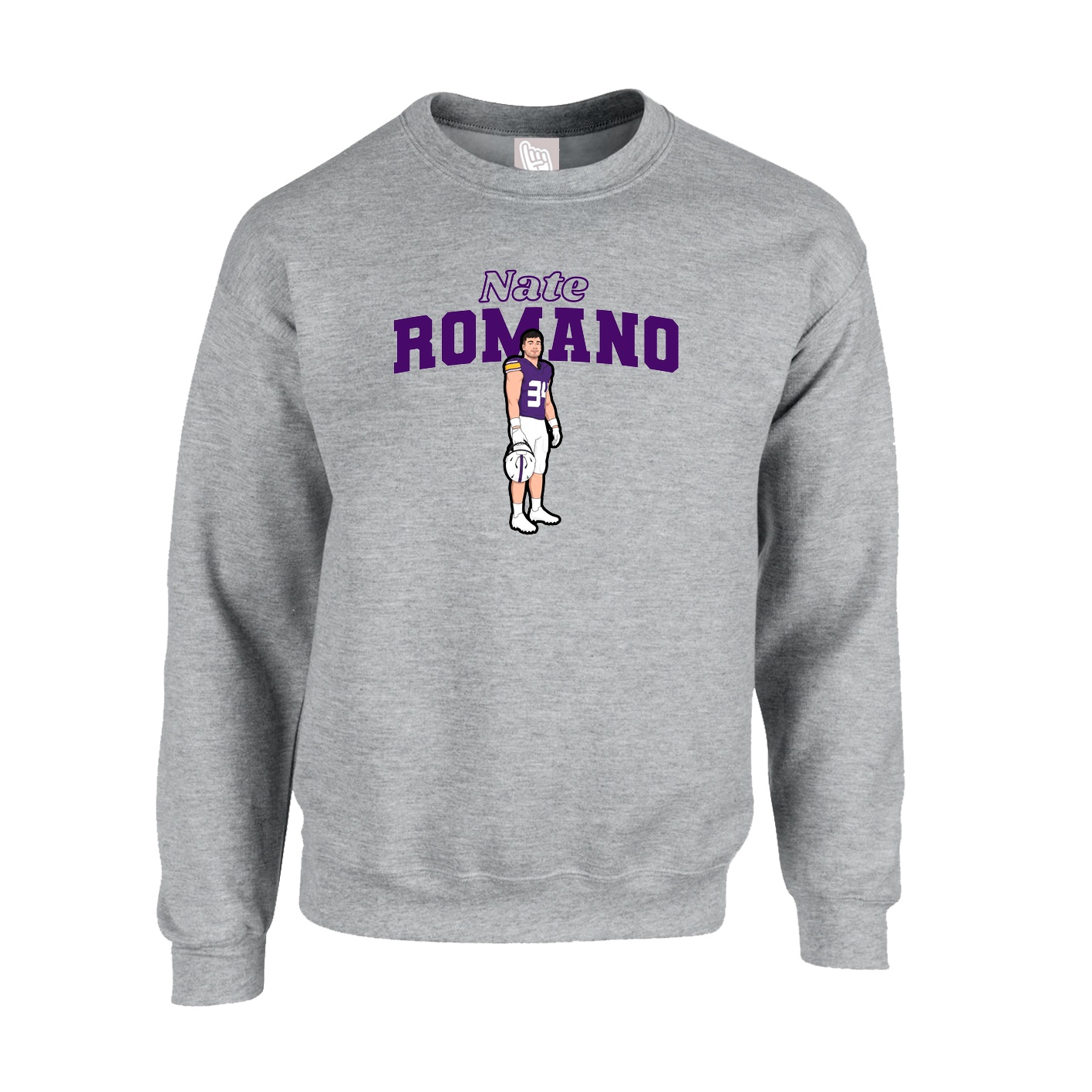 Fleece Crew — Name Arch in Grey