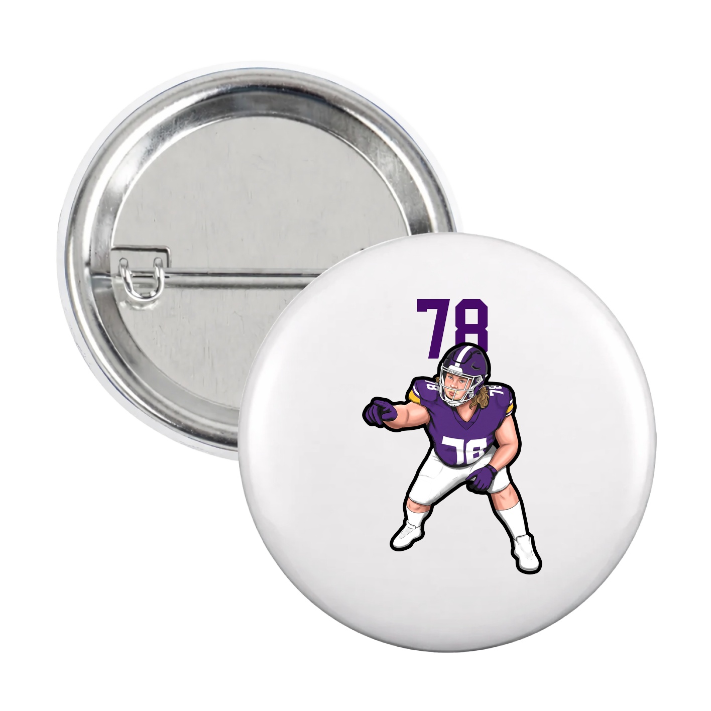 Game Day Button — Number Top in White