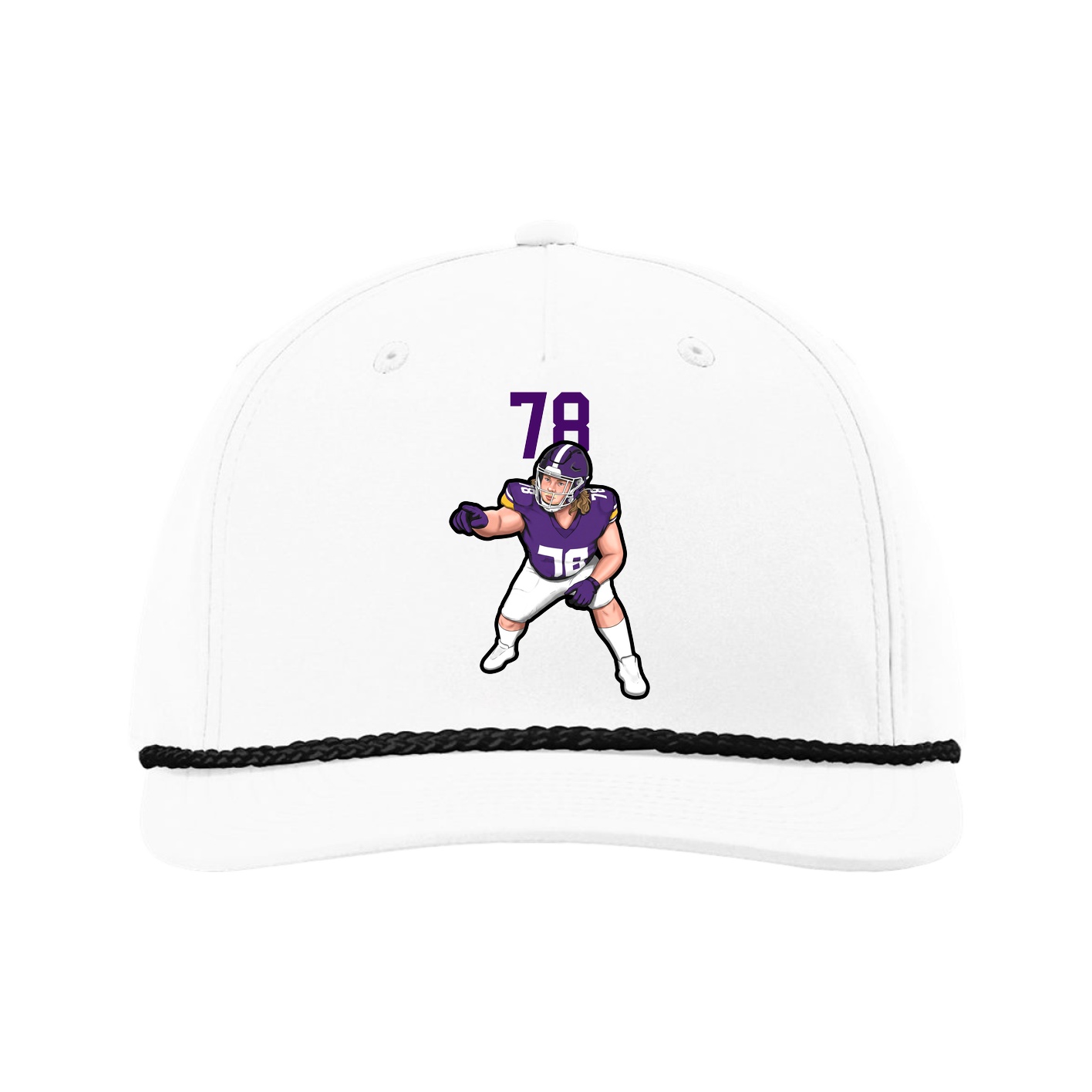 Five-Panel Classic Rope Cap — Number Top in White