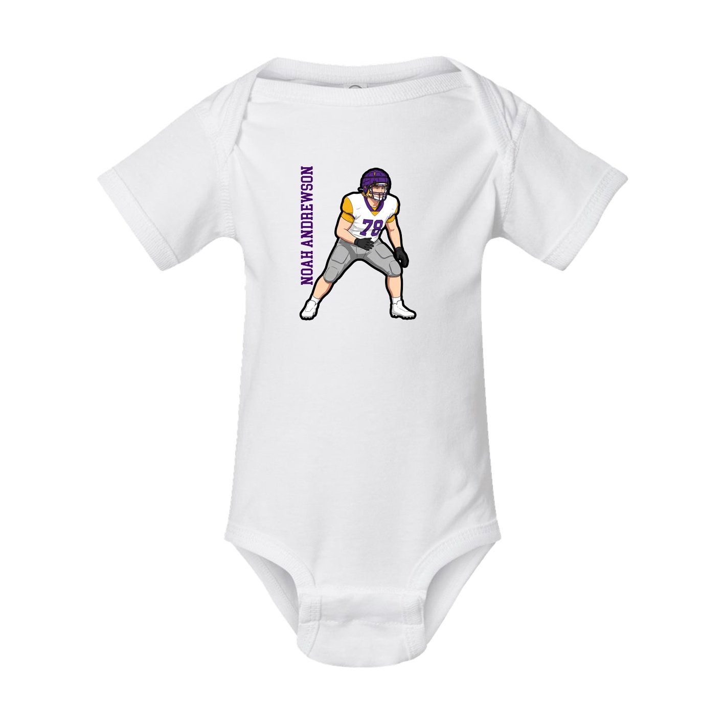 Baby Onesie — Name Vertical in White