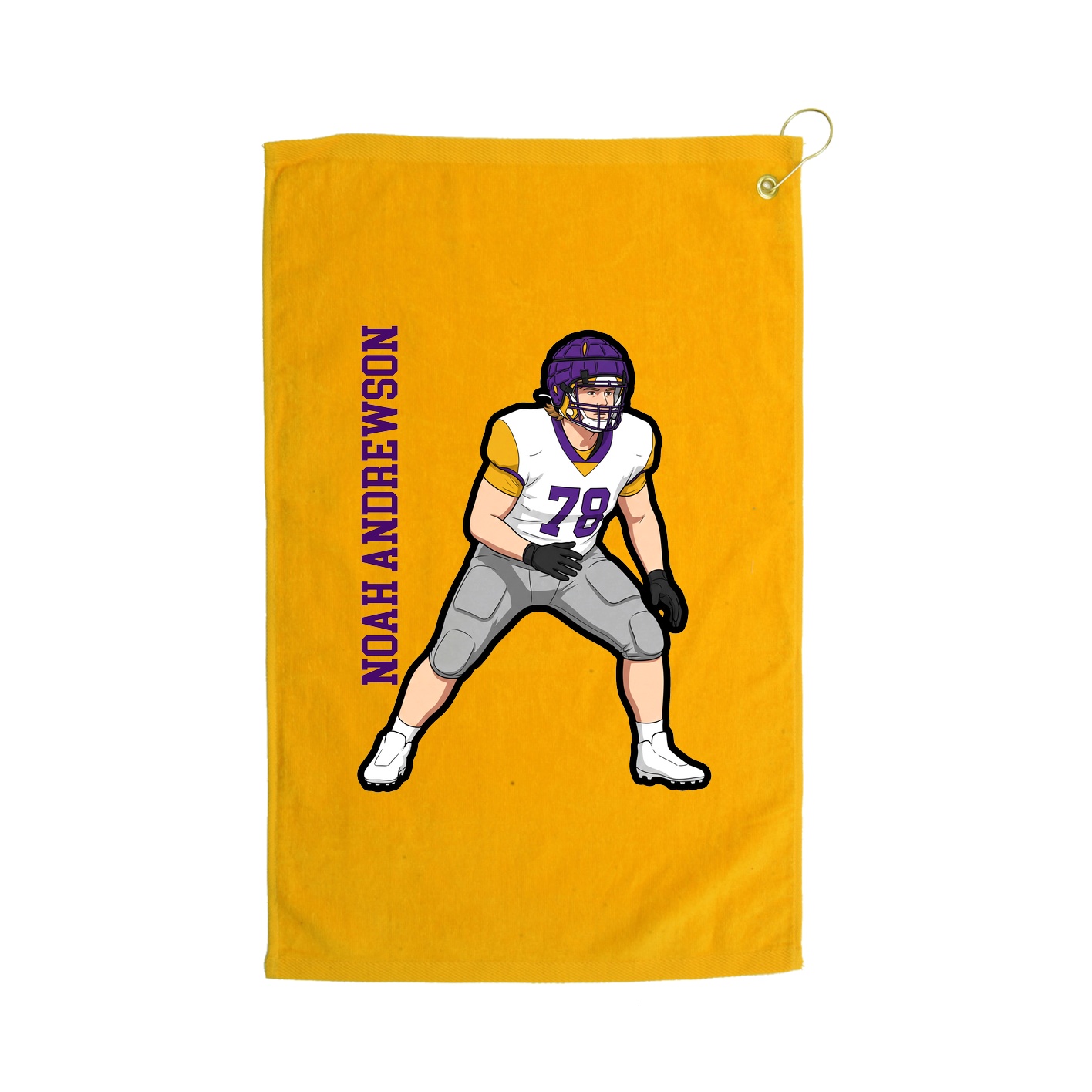 Golf Towel — Name Vertical in Gold