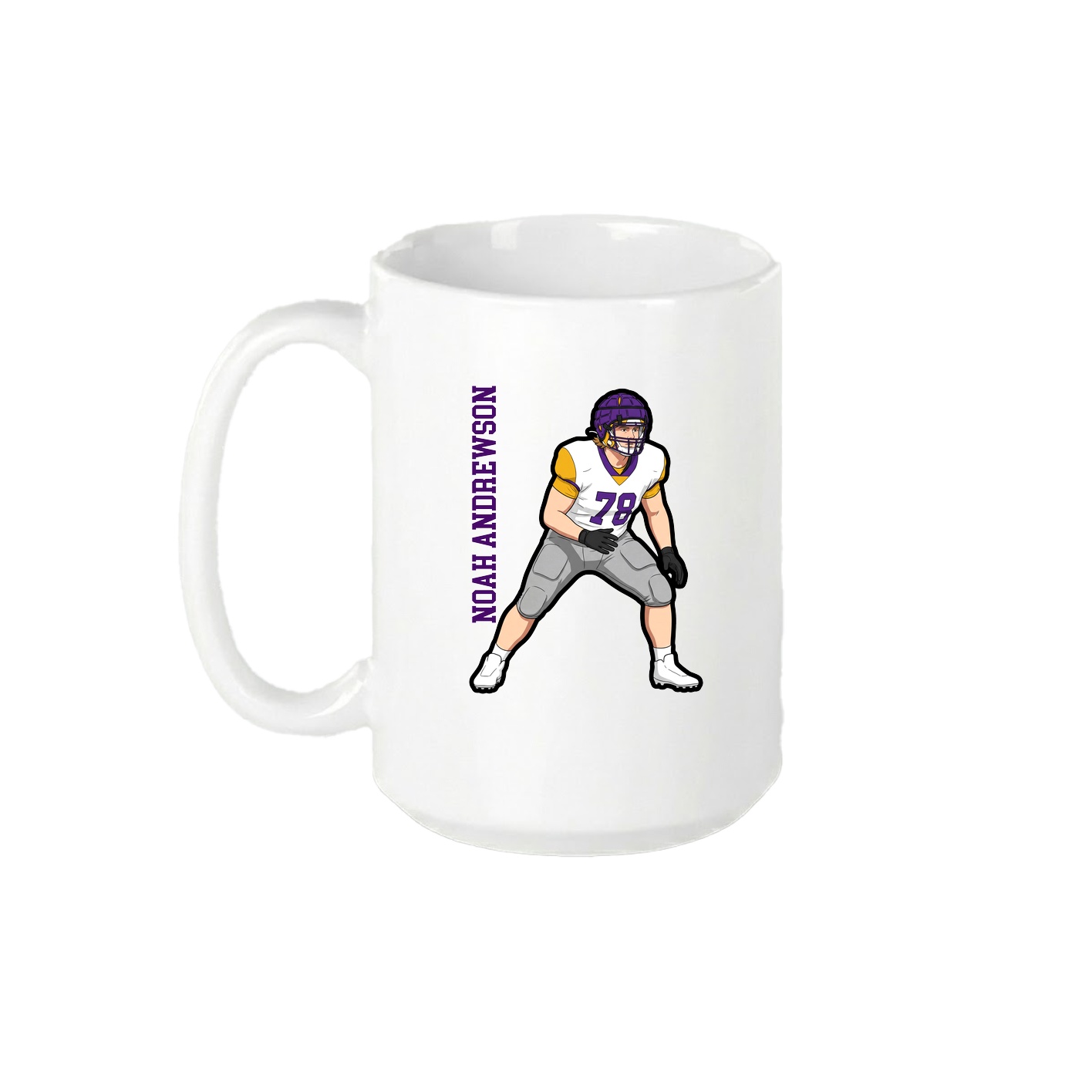 15oz Coffee Mug — Name Vertical in White