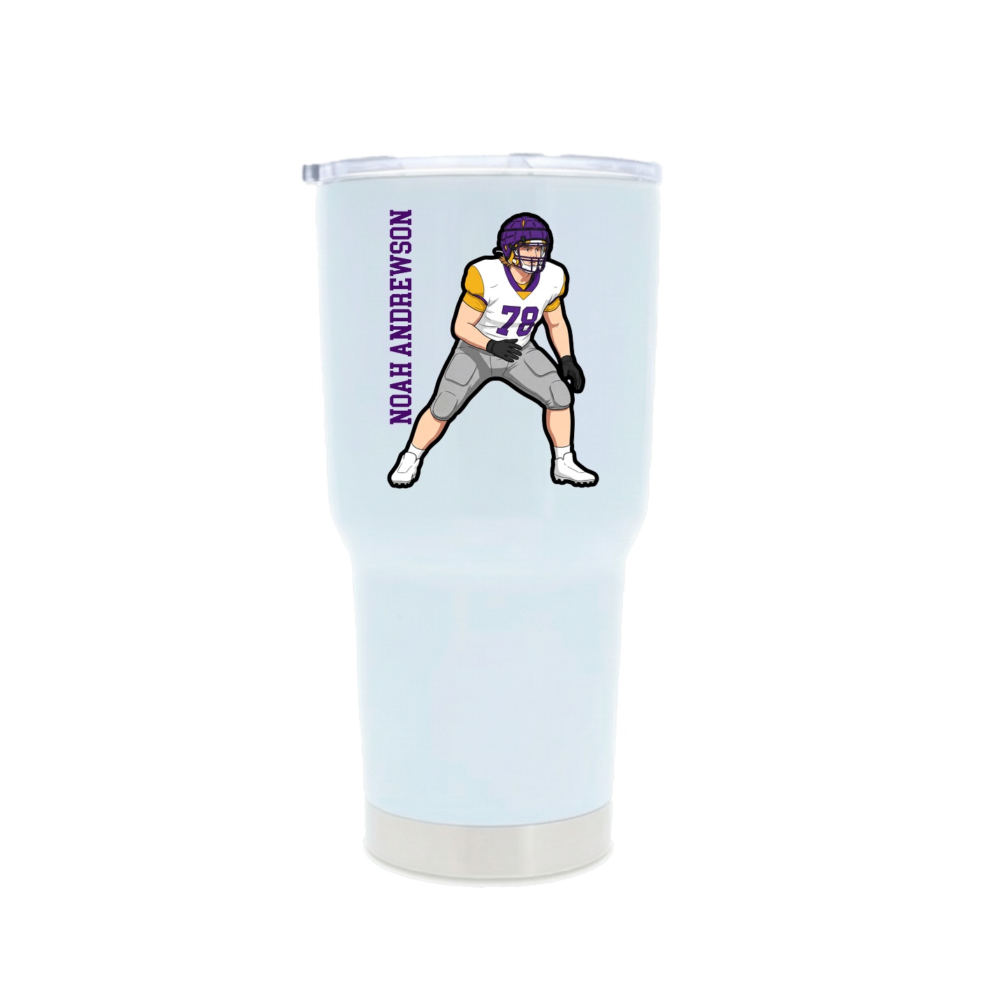 30oz Stainless Steel Tumbler — Name Vertical in White