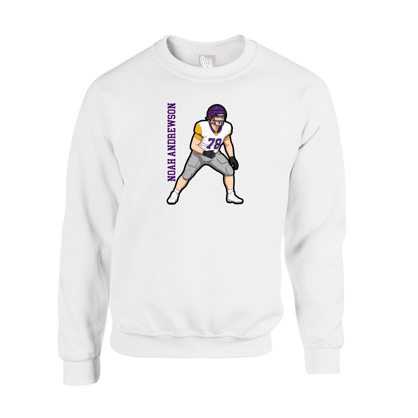 Fleece Crew — Name Vertical in White