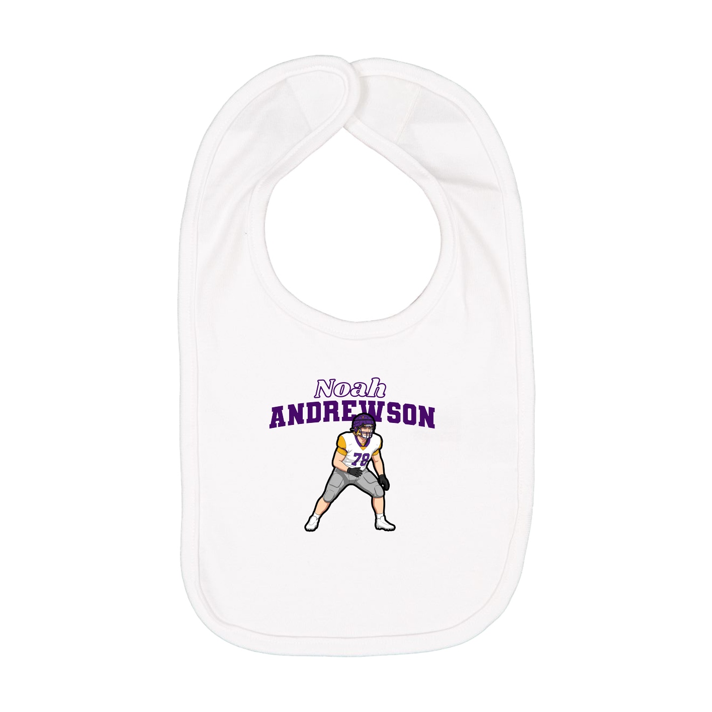 Infant Bib — Name Arch in White