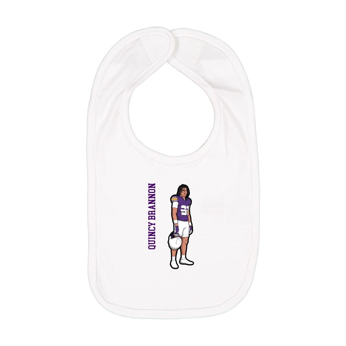 Infant Bib — Name Vertical in White
