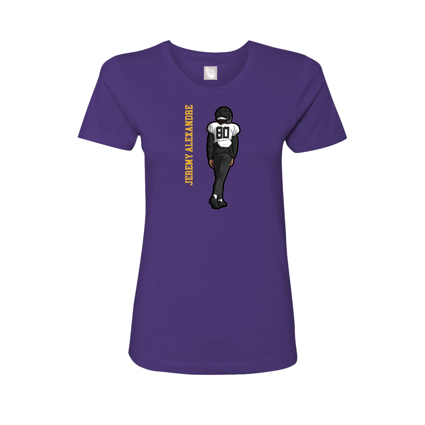 Fitted Women's Tee — Name Vertical in Purple