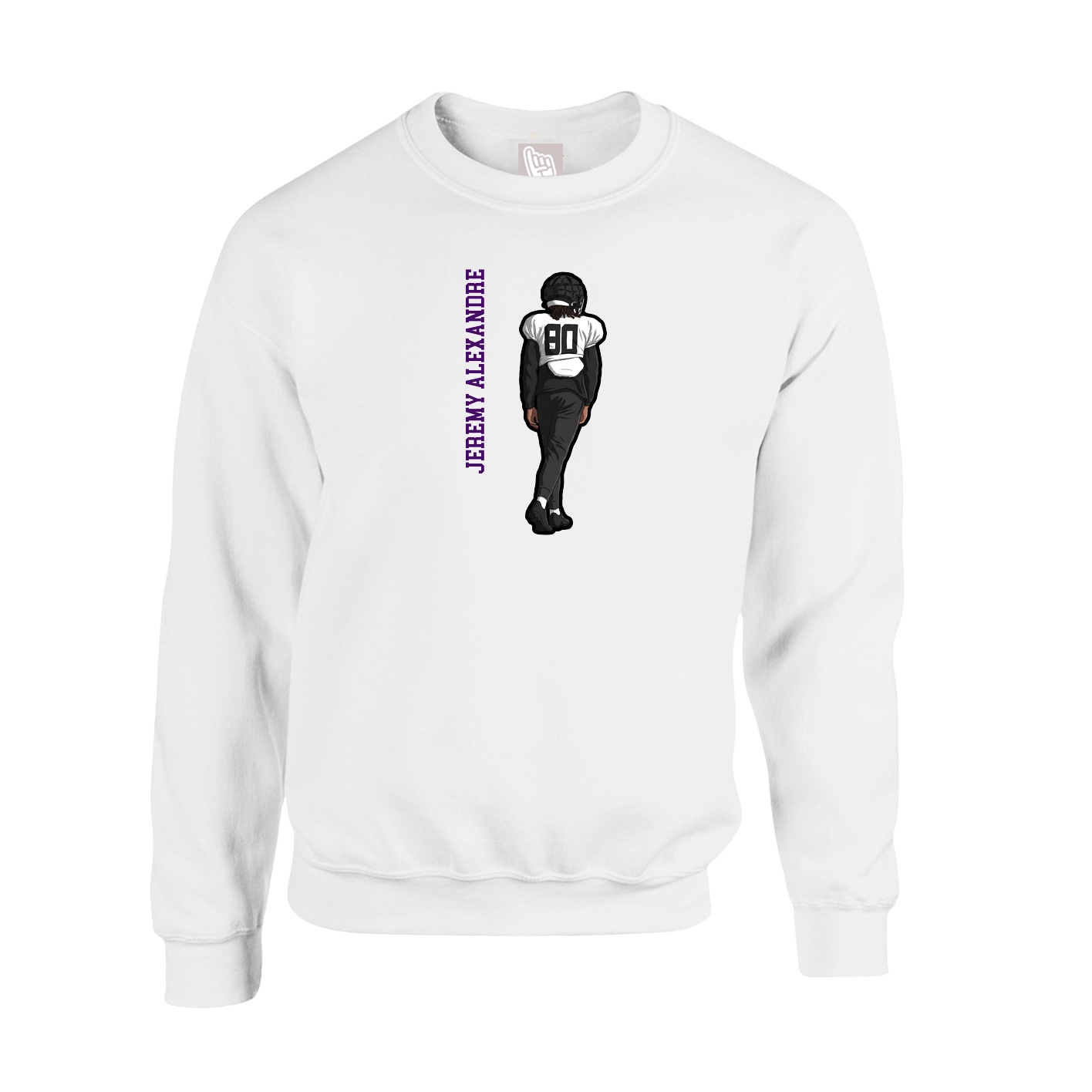 Fleece Crew — Name Vertical in White