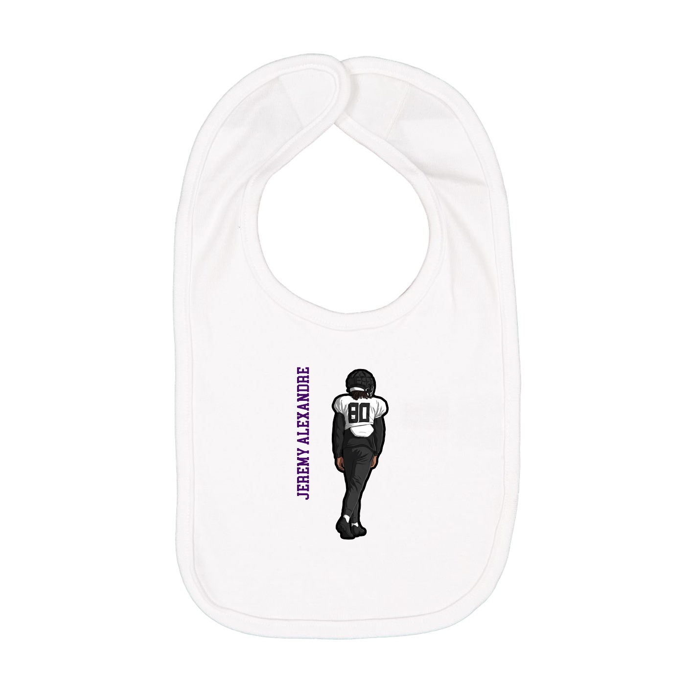Infant Bib — Name Vertical in White
