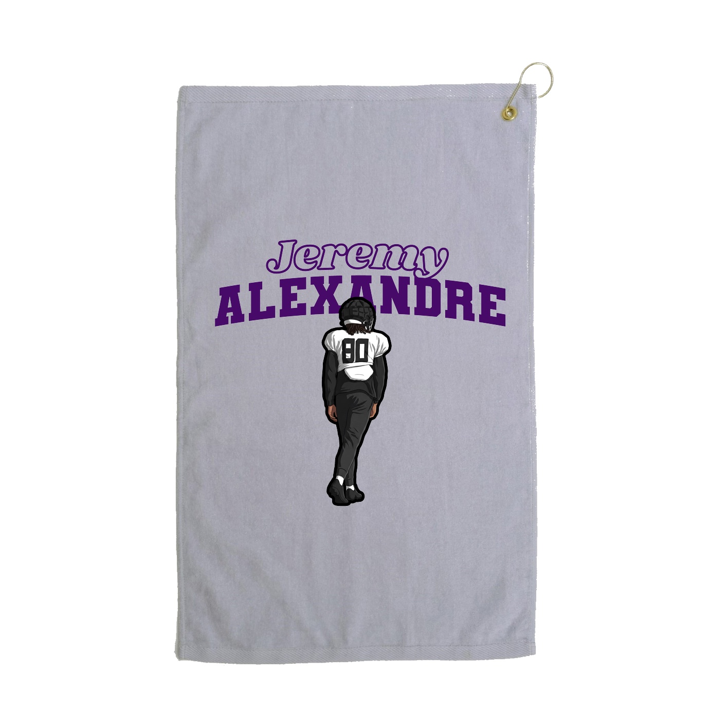 Golf Towel — Name Arch in Grey