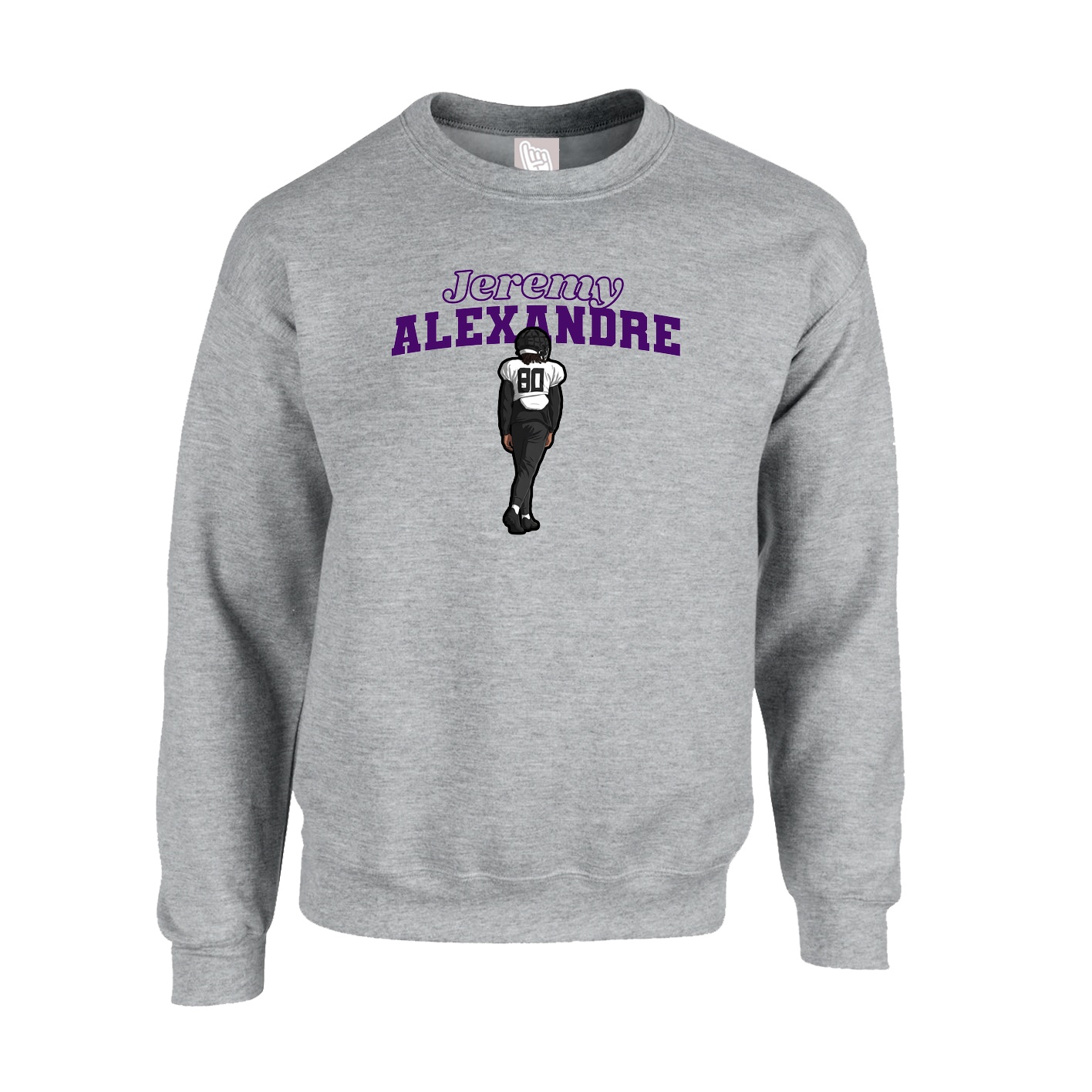 Fleece Crew — Name Arch in Grey