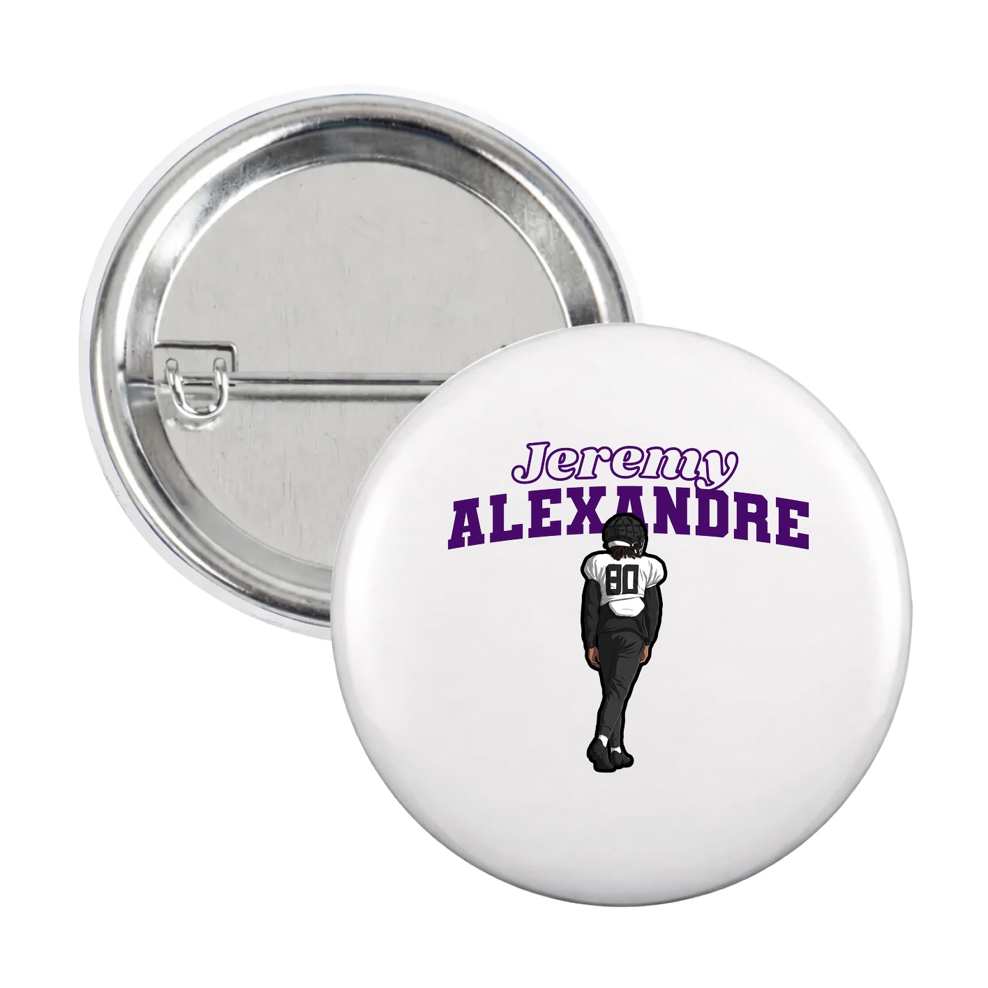 Game Day Button — Name Arch in White