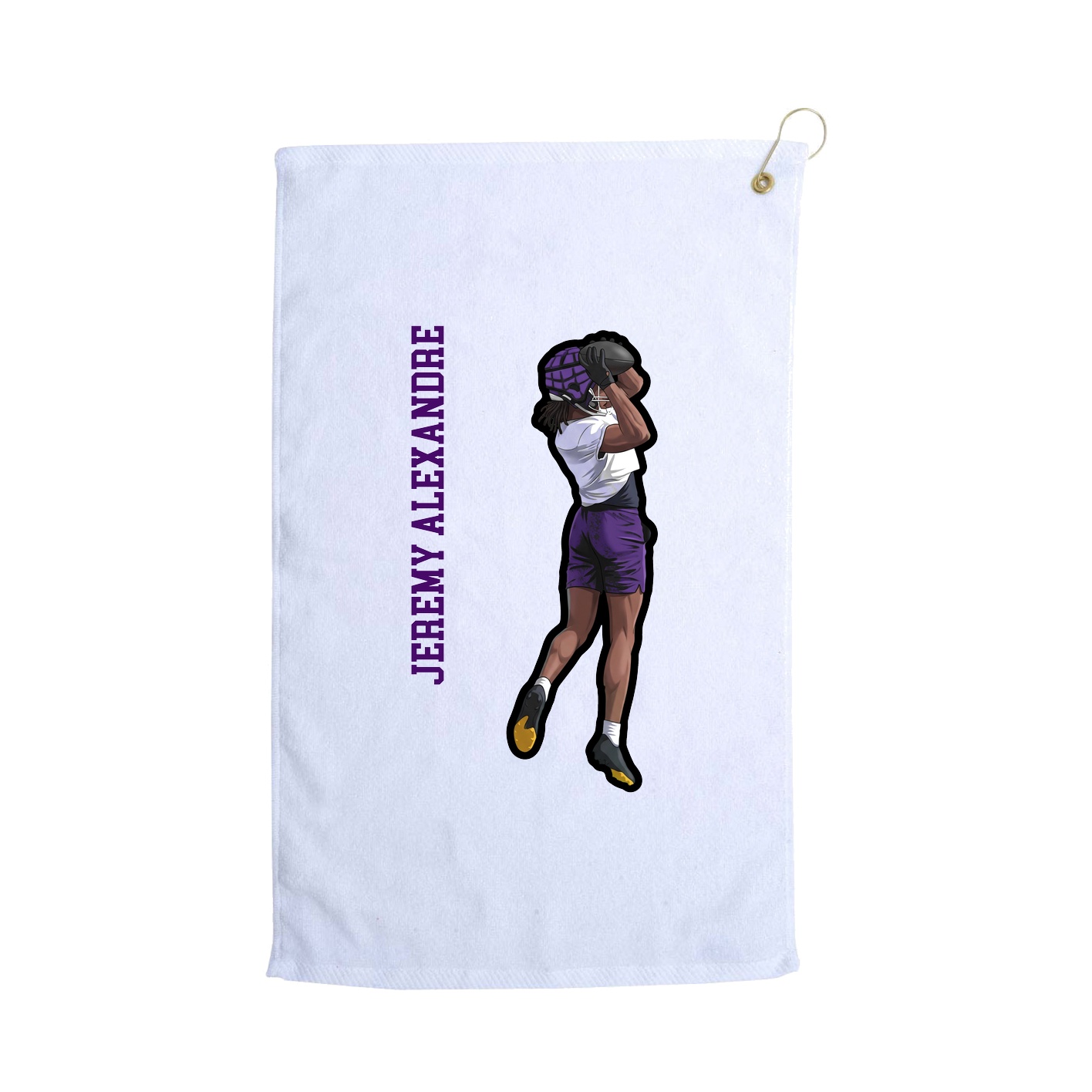 Golf Towel — Name Vertical in White