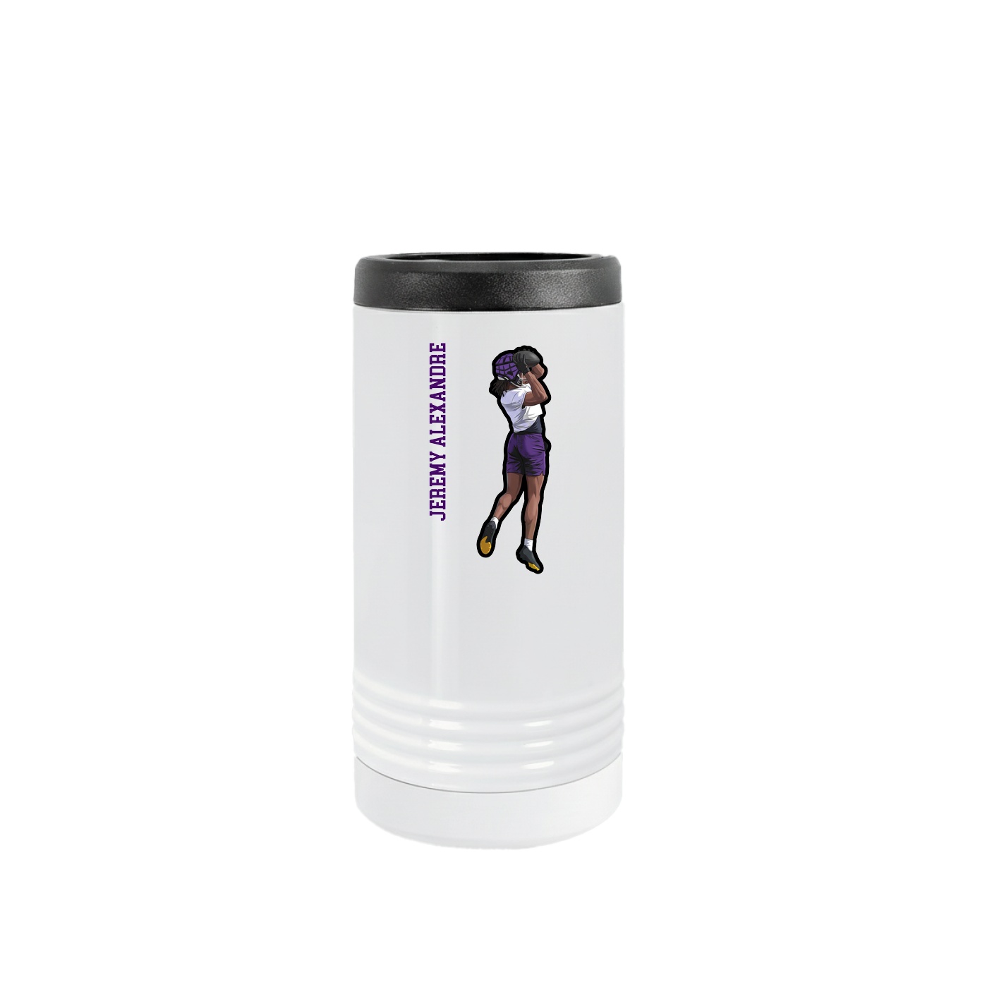 Slim Beverage Holder — Name Vertical in White