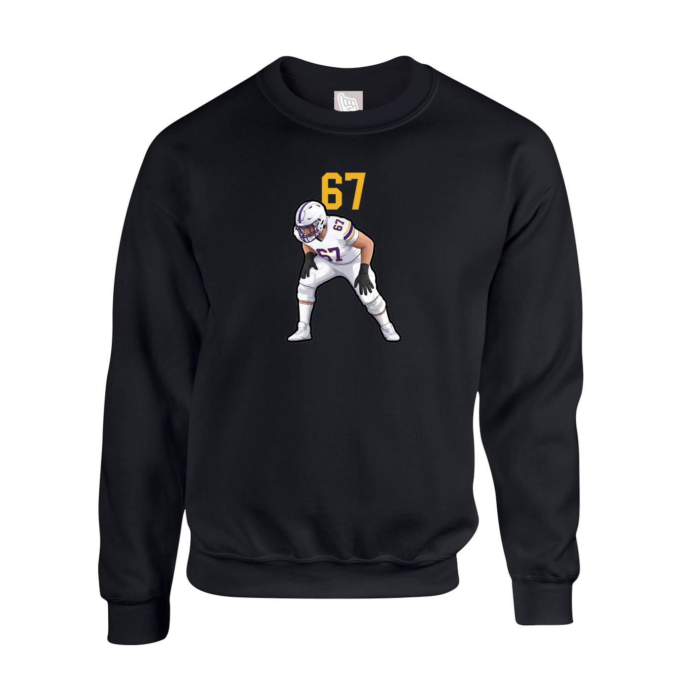 Fleece Crew — Number Top in Black