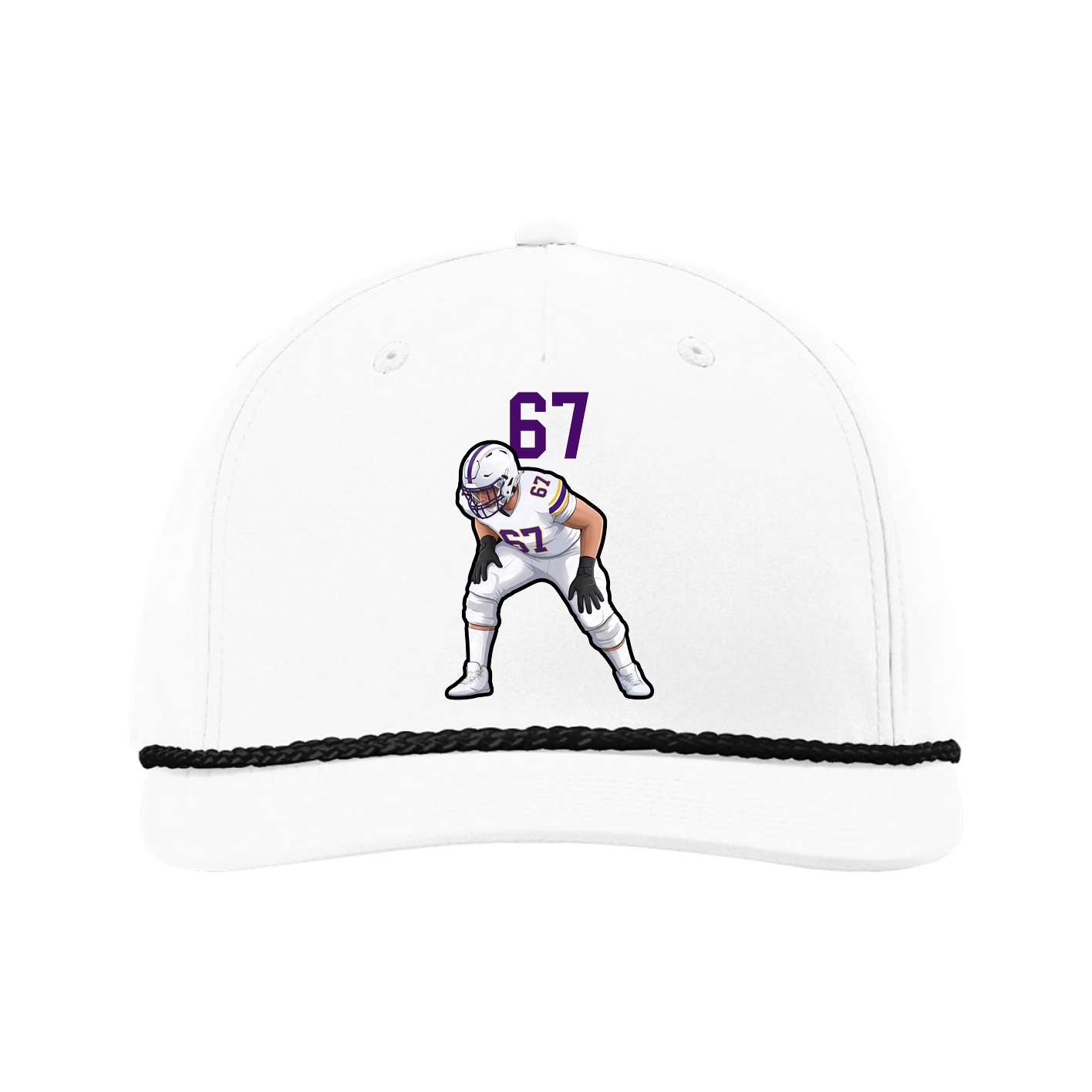 Five-Panel Classic Rope Cap — Number Top in White
