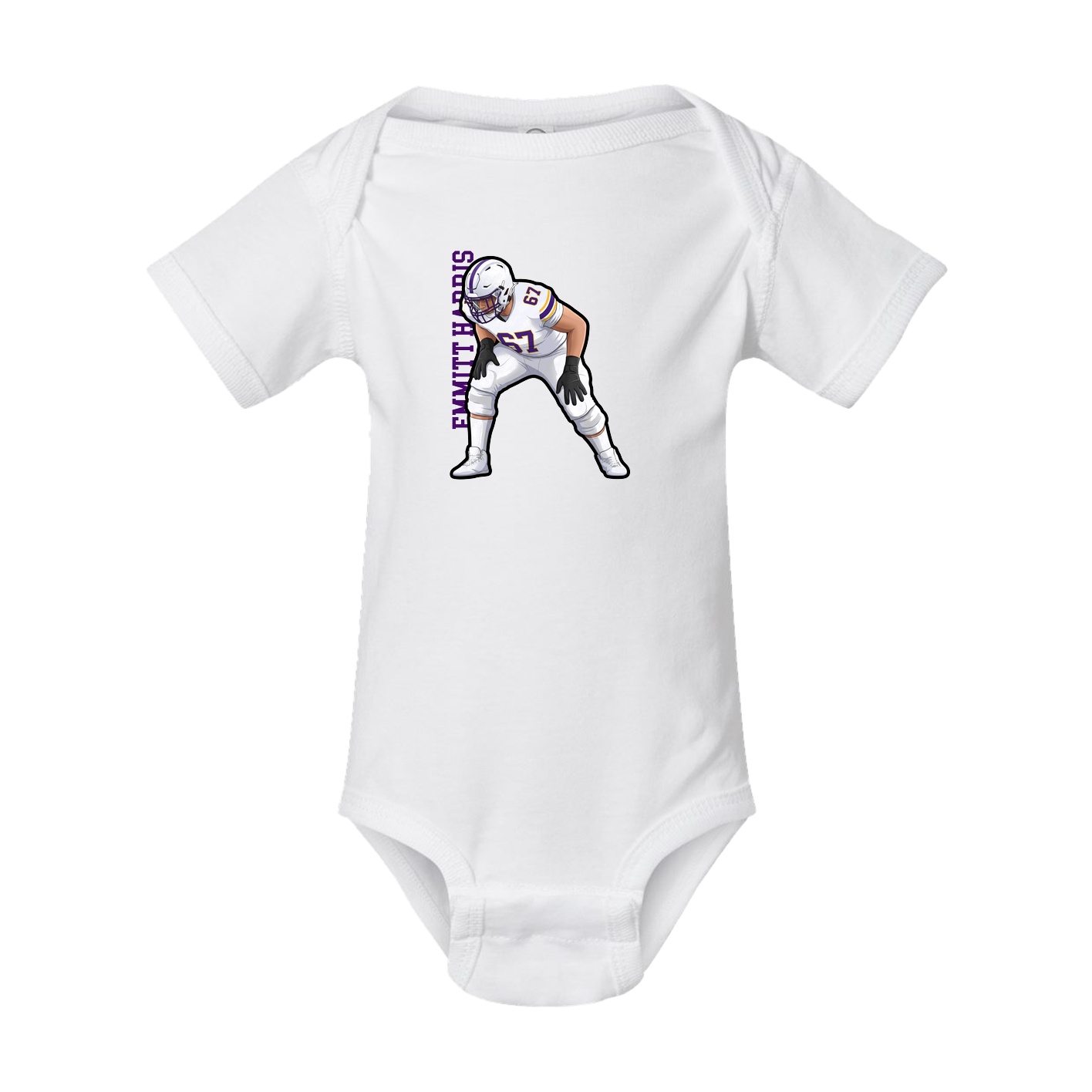 Baby Onesie — Name Vertical in White